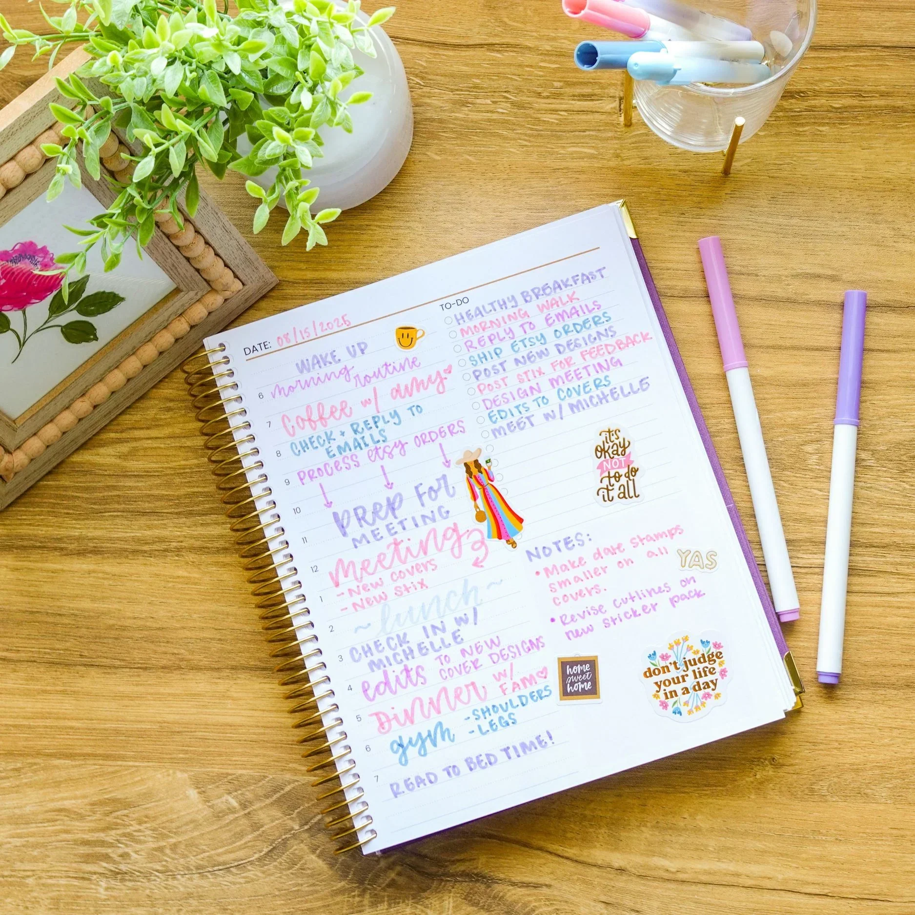 Page a Day 6-Month Undated Daily To-Do Planner, 7” x 9” | Purple Linen - Image 3