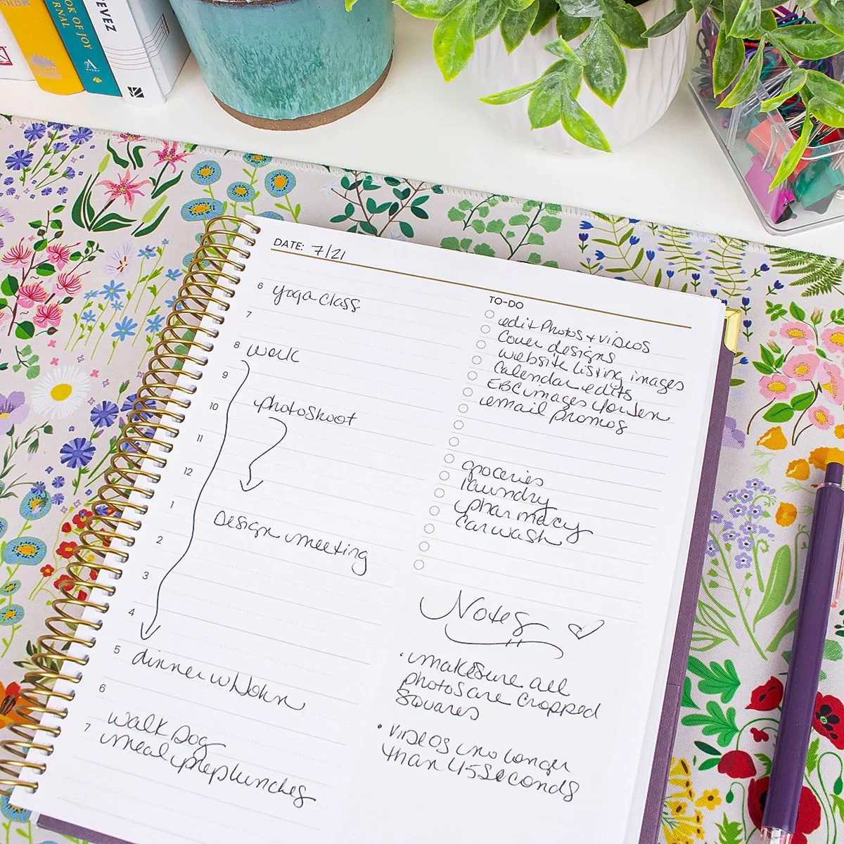 Page a Day 6-Month Undated Daily To-Do Planner, 7” x 9” | Purple Linen - Image 7