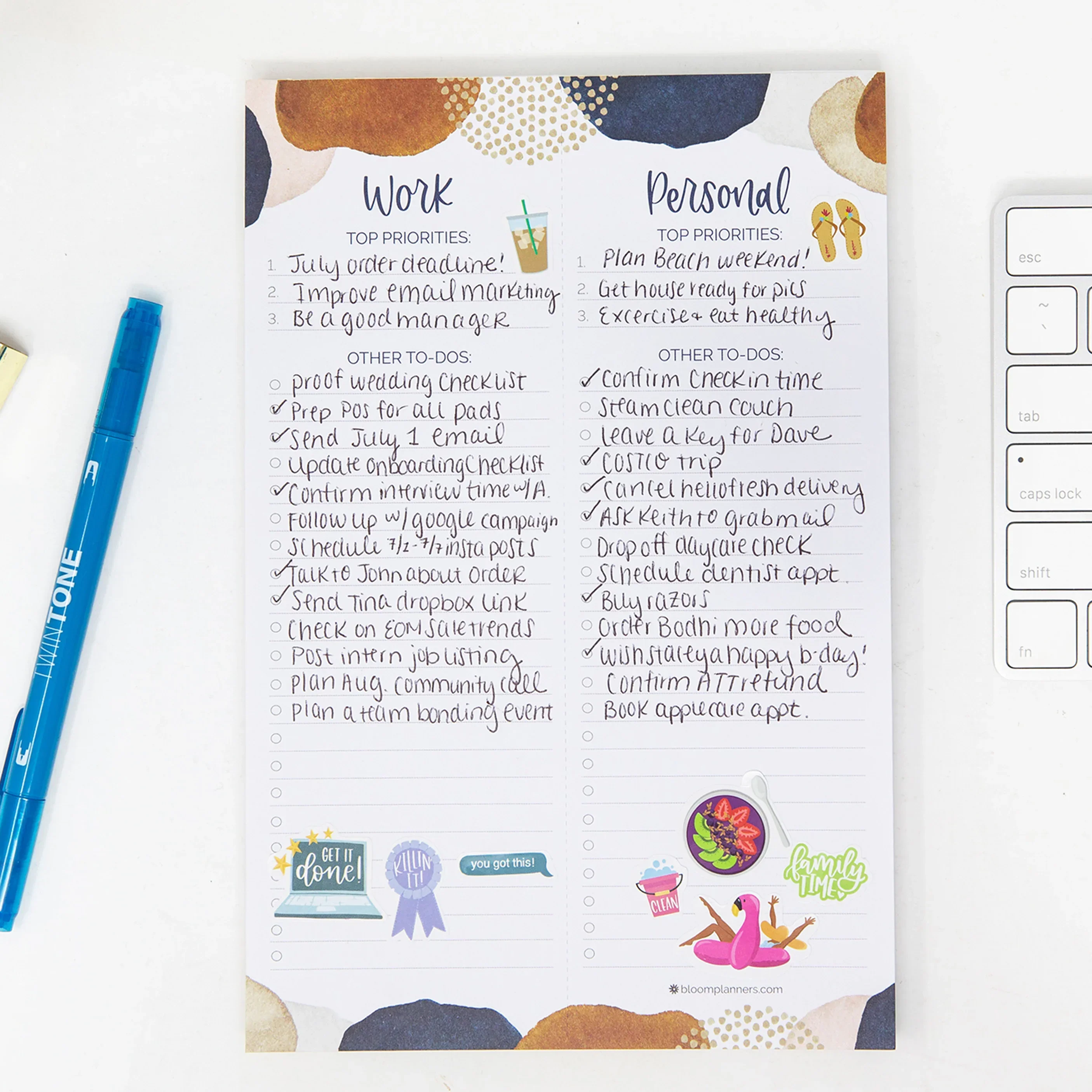 Planning Pad, 6" x 9", Work & Personal To-Do List, Earthy Abstract - Image 3