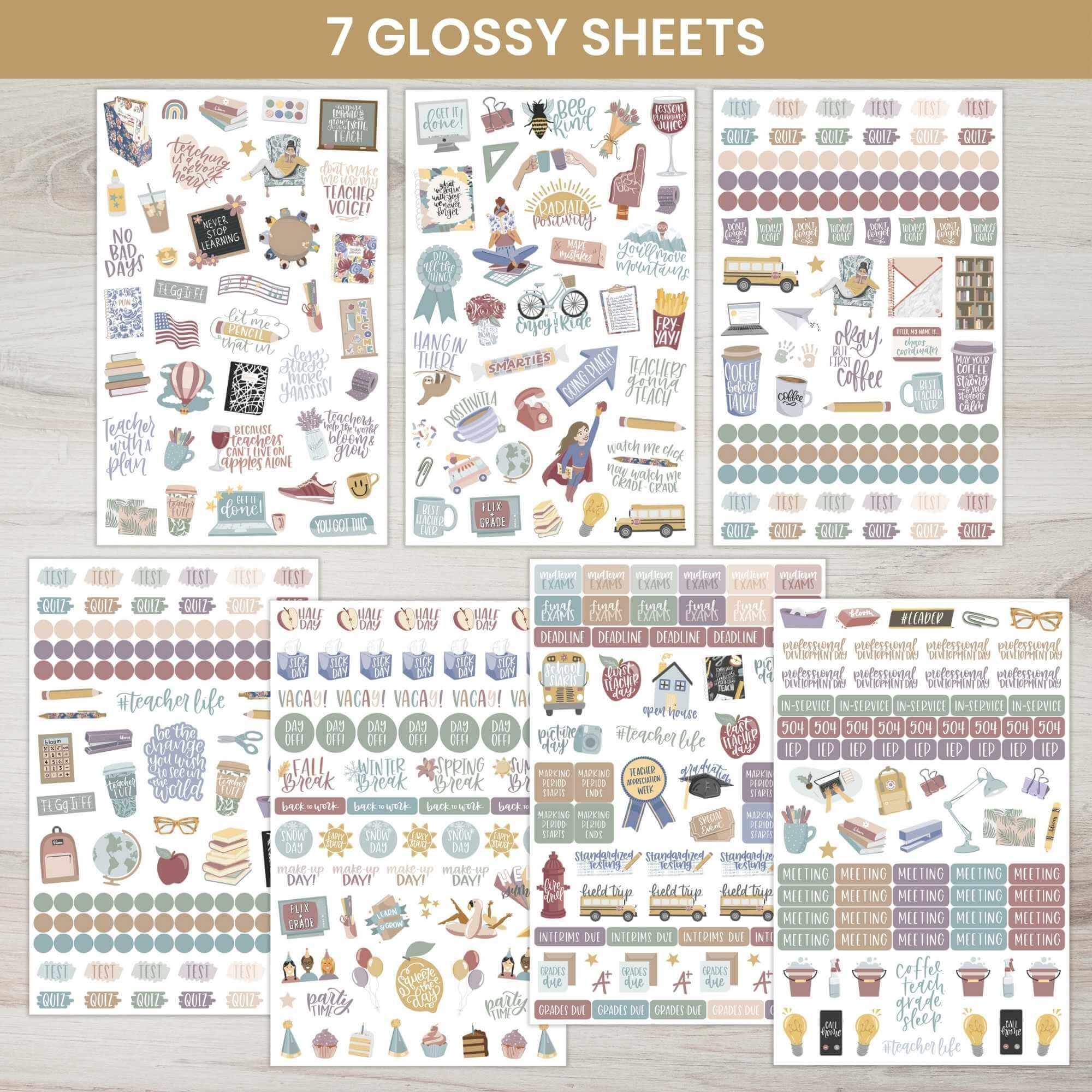 Planner Stickers | Teacher Pack | Cool Tones - Image 3