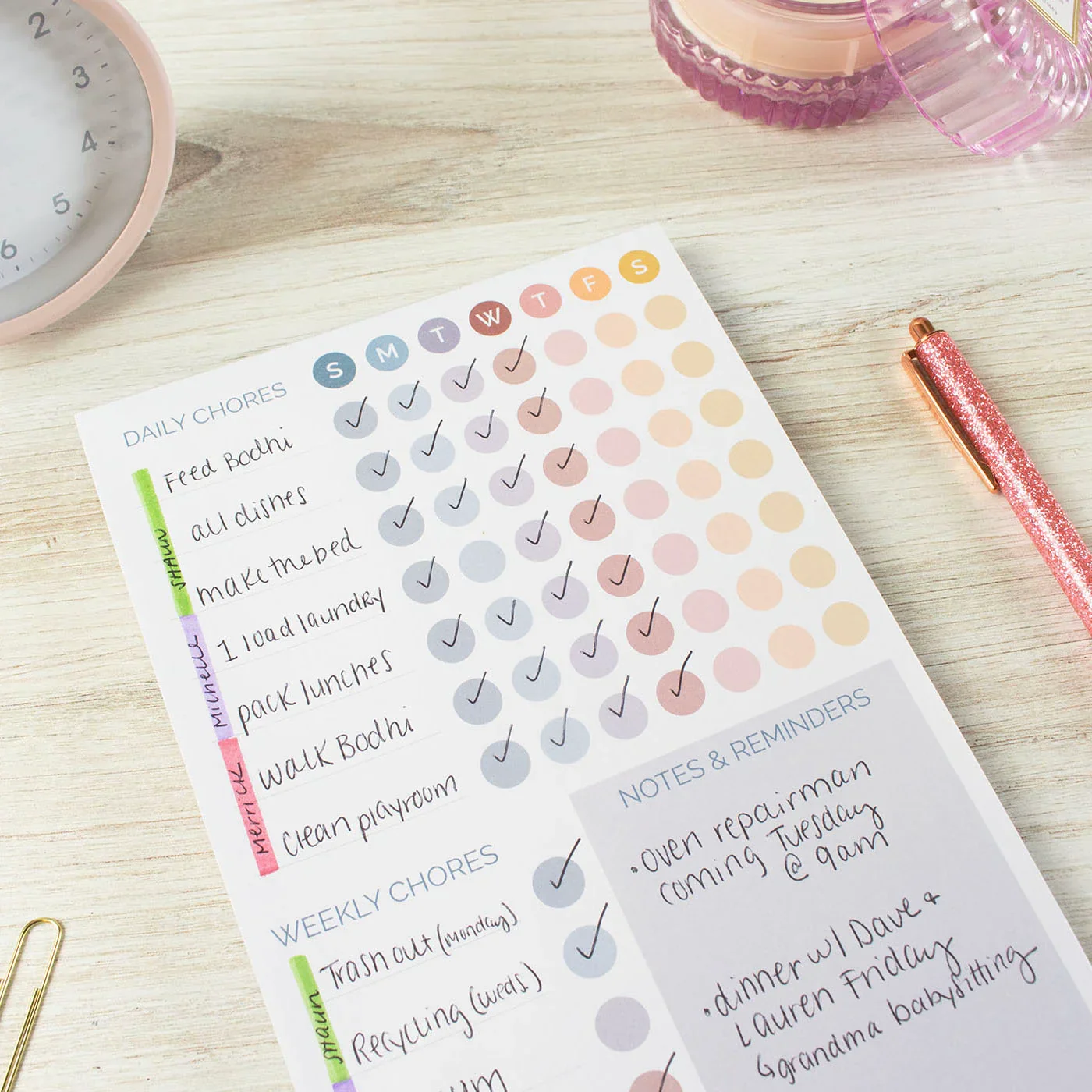 Planning Pad, 6" x 9", Chore Pad with Magnets, Pastel - Image 18