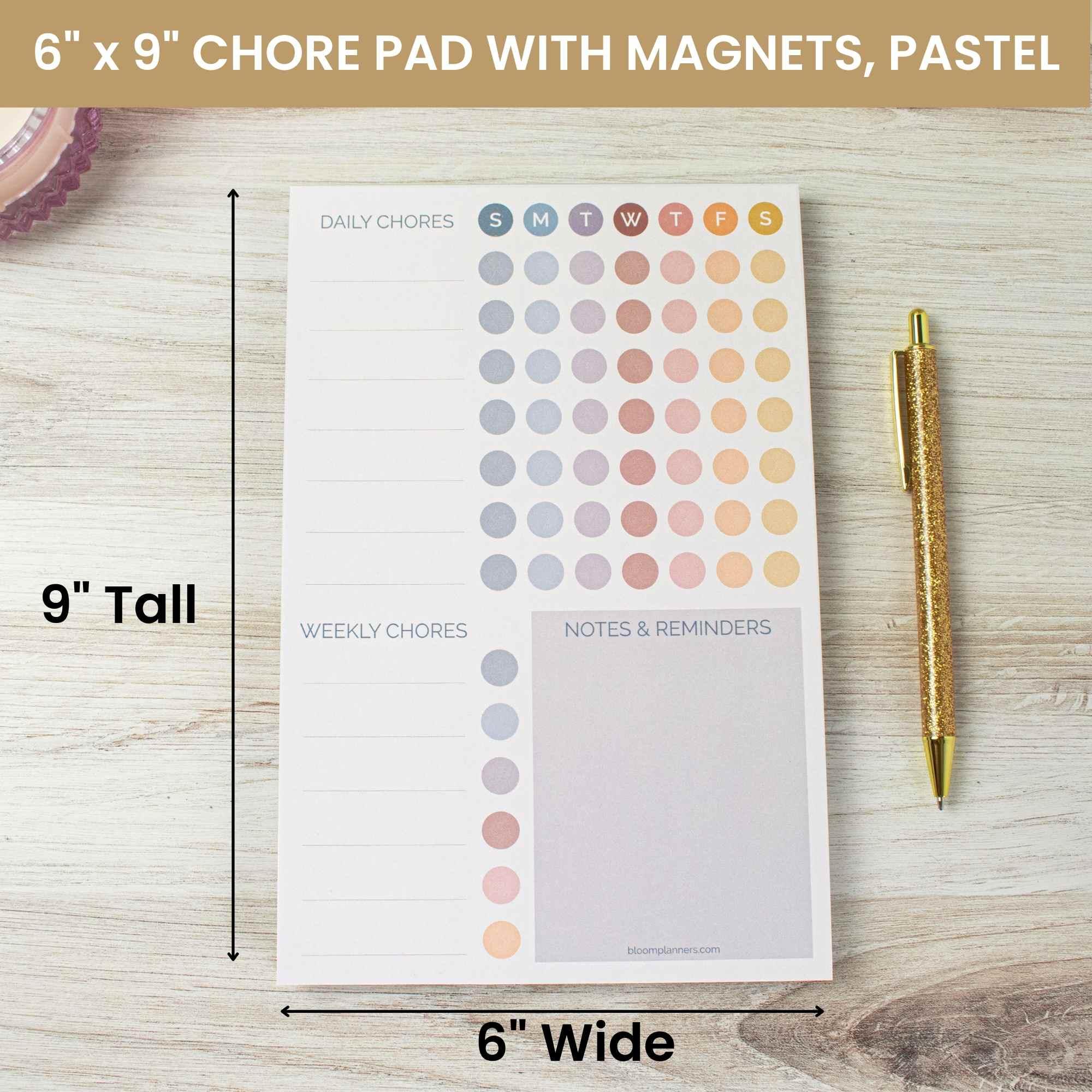 Planning Pad, 6" x 9", Chore Pad with Magnets, Pastel - Image 4