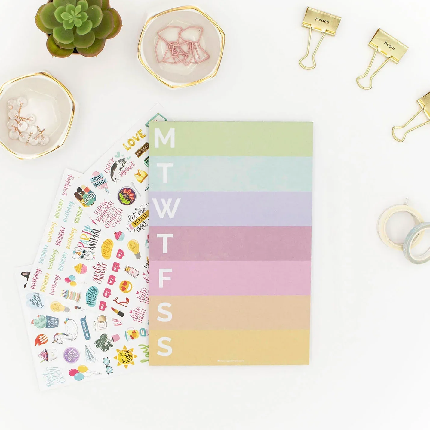 Planning Pad, 6" x 9", Color Blocked Weekly Planner, Rainbow Sorbet - Image 6