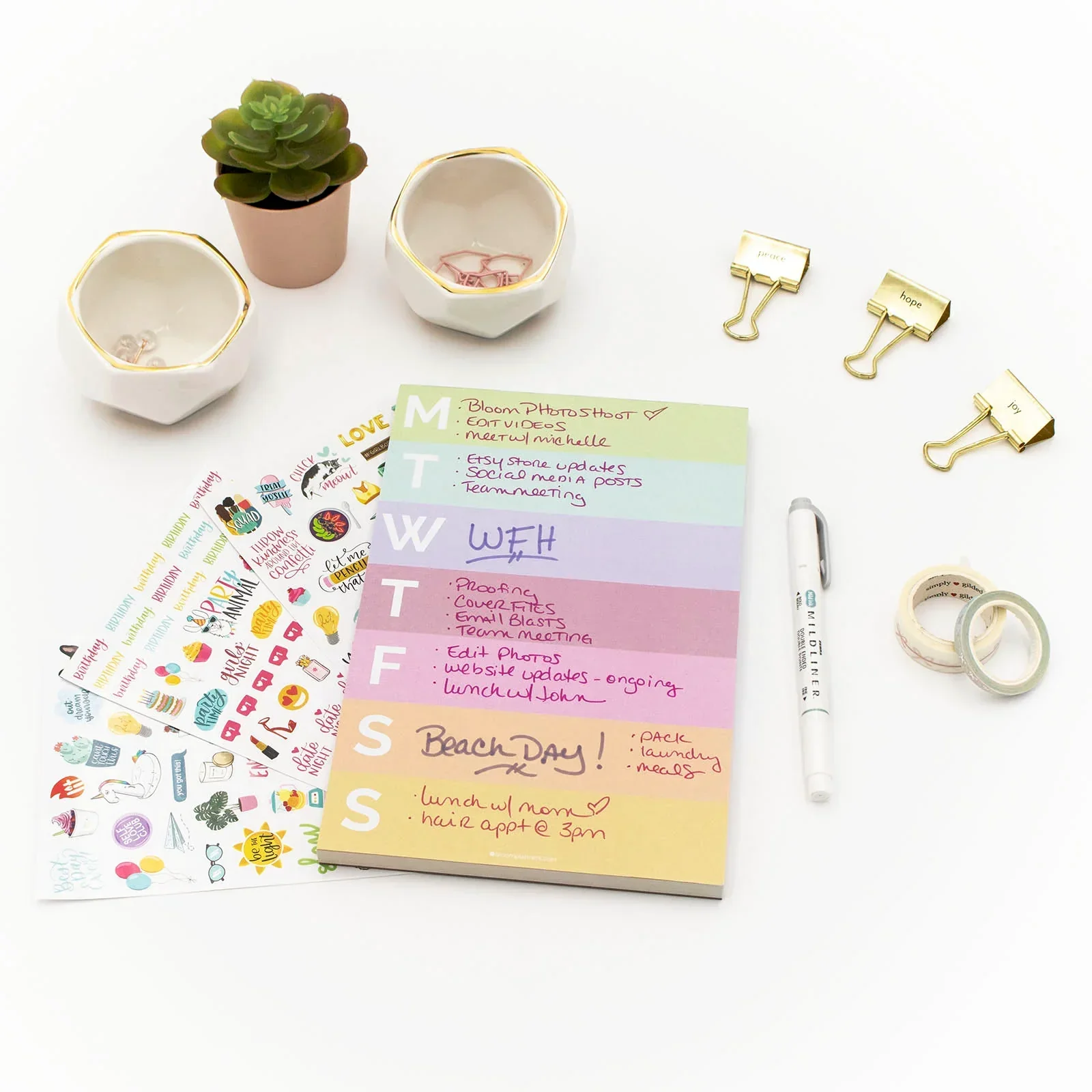 Planning Pad, 6" x 9", Color Blocked Weekly Planner, Rainbow Sorbet - Image 8