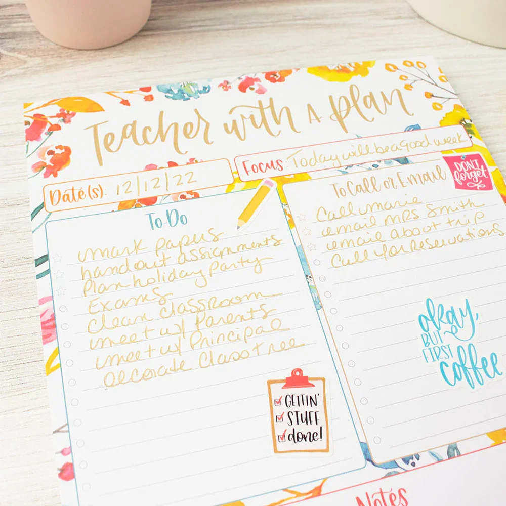 Planning Pad, 6" x 9", Teacher To-Do List, Happy Blooms - Image 12
