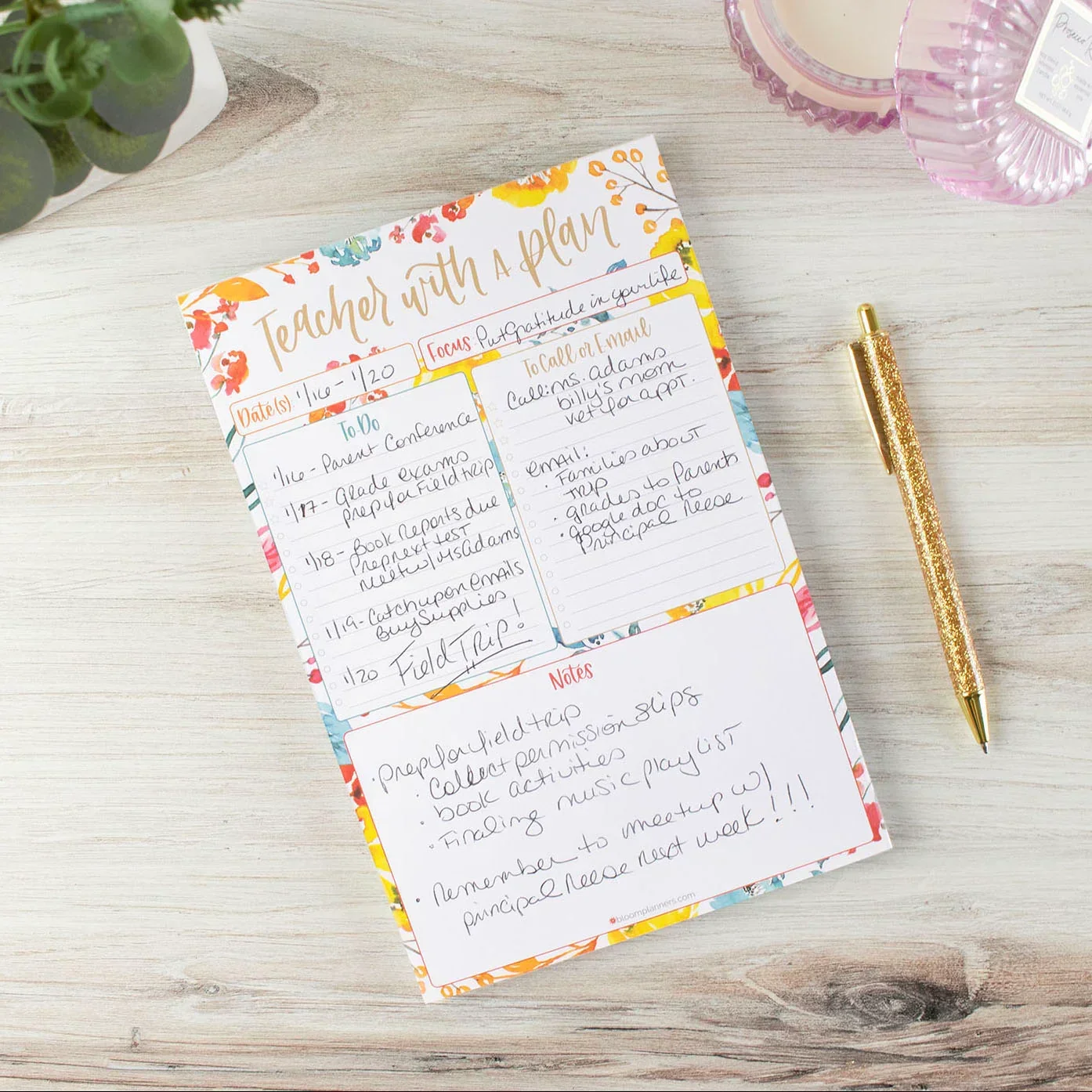 Planning Pad, 6" x 9", Teacher To-Do List, Happy Blooms - Image 16