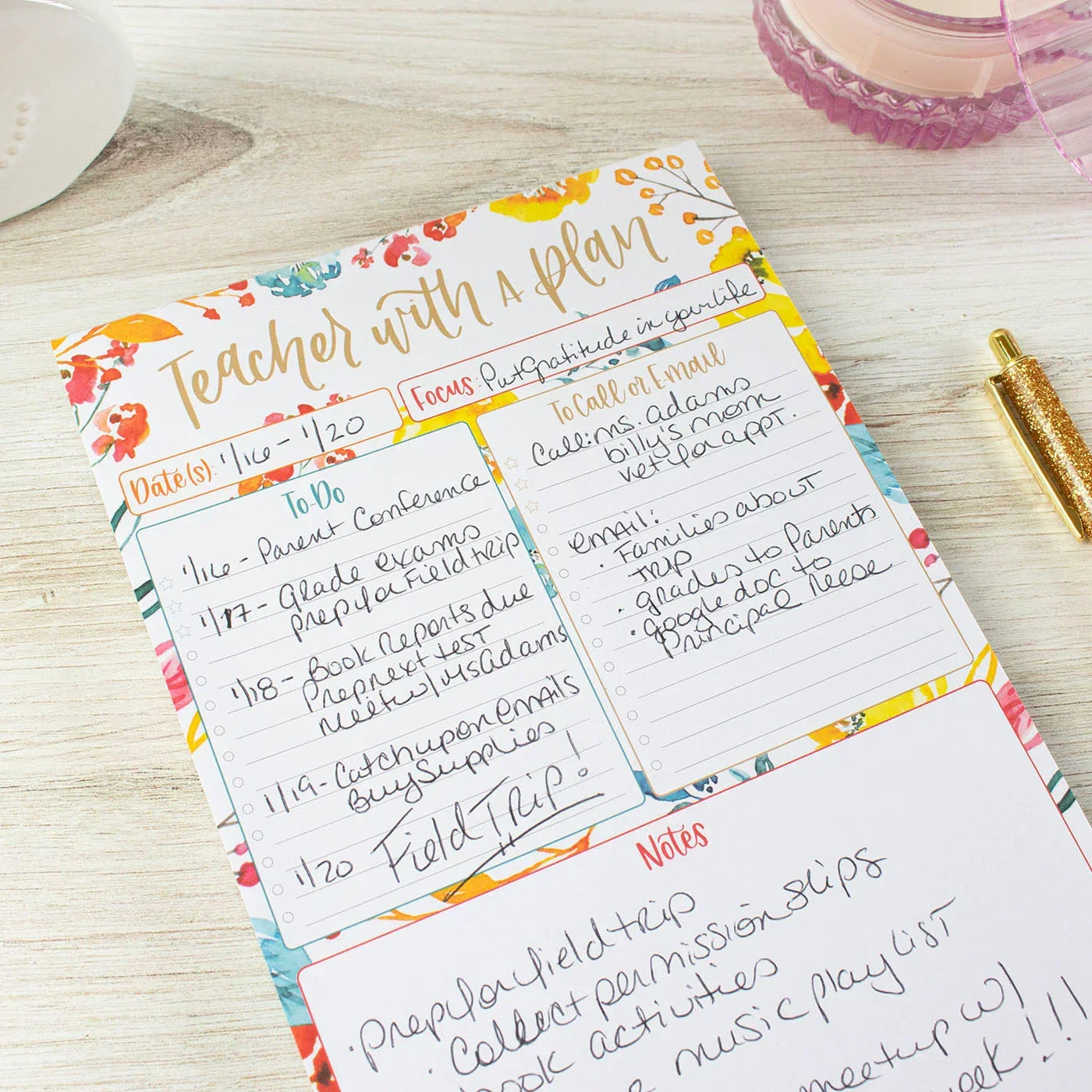 Planning Pad, 6" x 9", Teacher To-Do List, Happy Blooms - Image 17