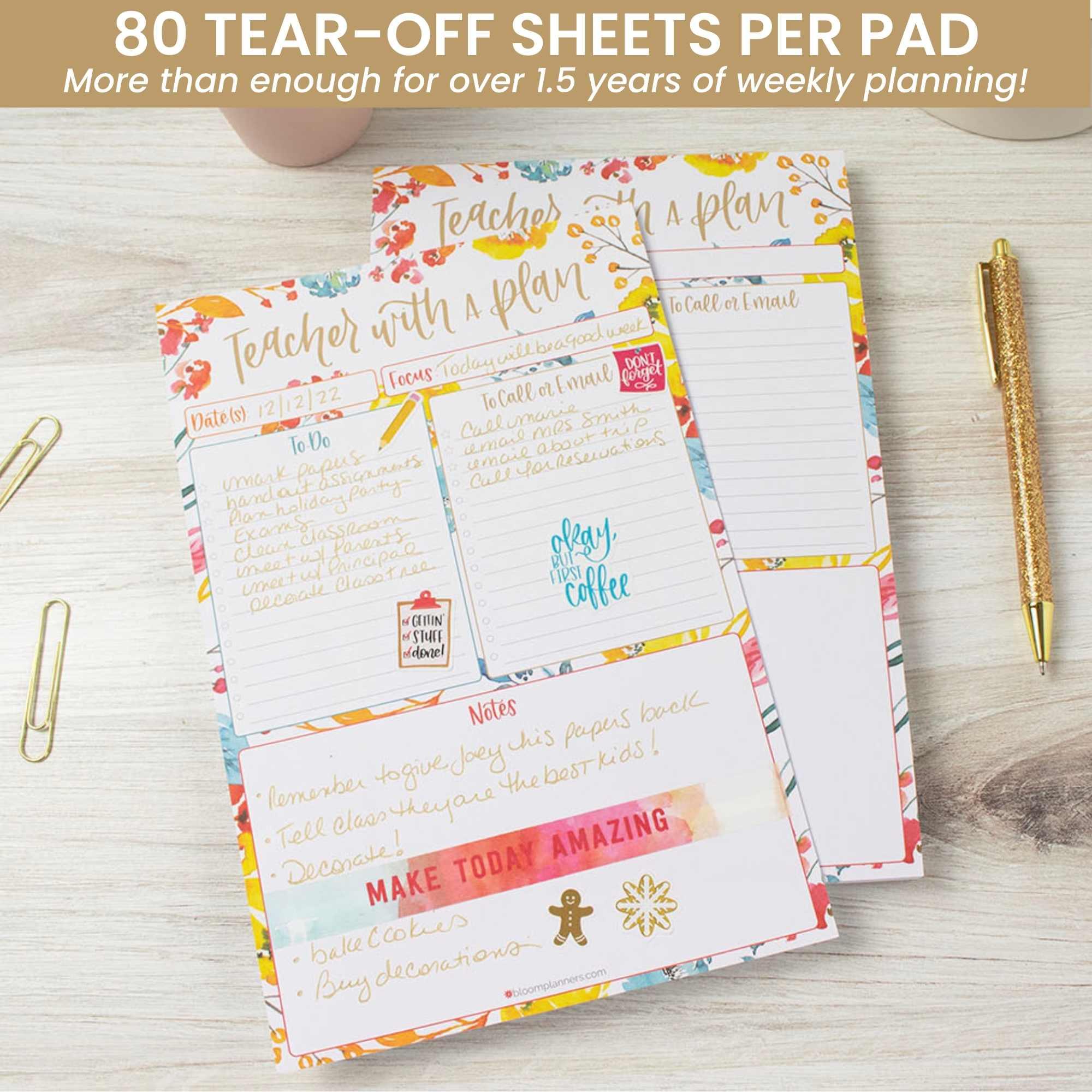 Planning Pad, 6" x 9", Teacher To-Do List, Happy Blooms - Image 4
