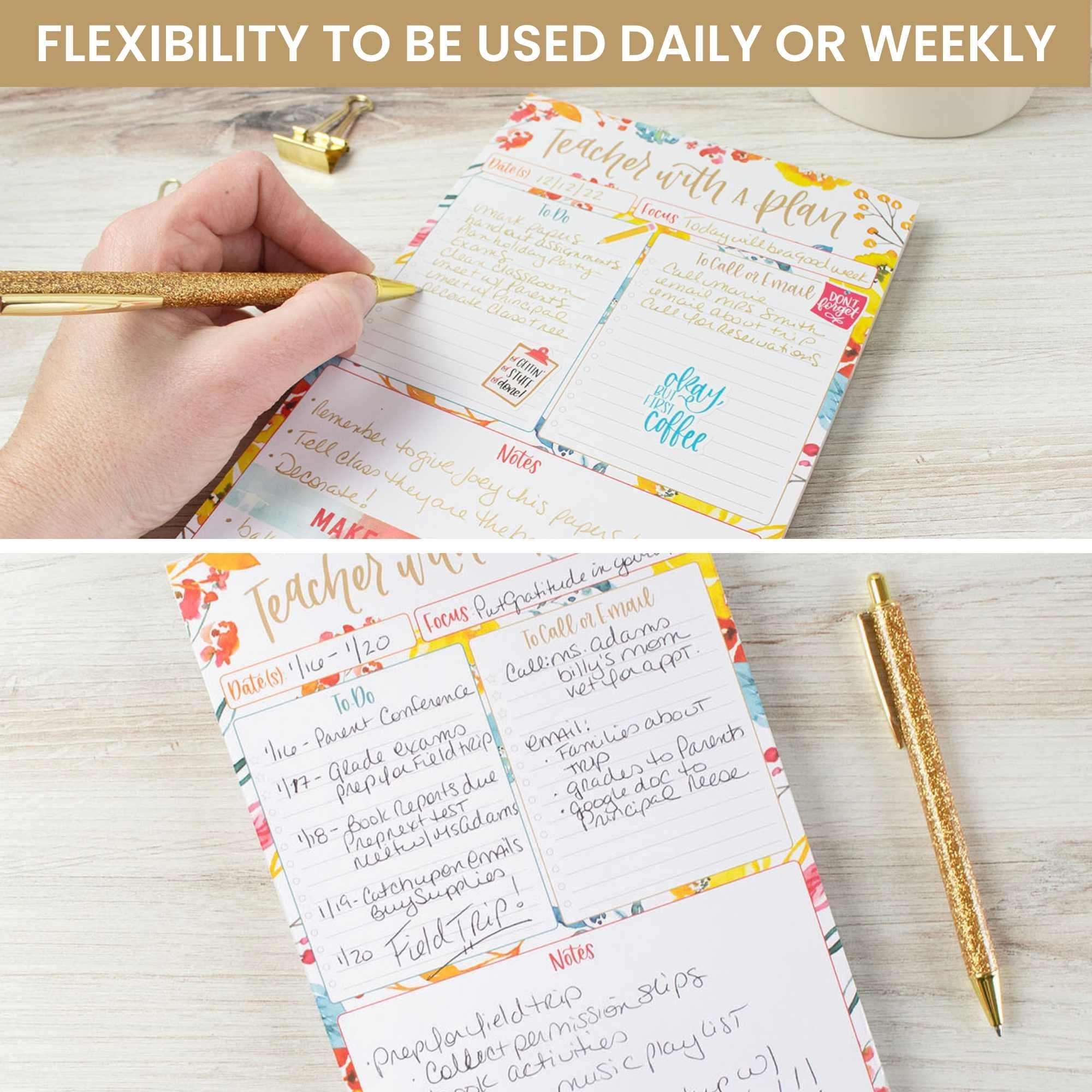 Planning Pad, 6" x 9", Teacher To-Do List, Happy Blooms - Image 6