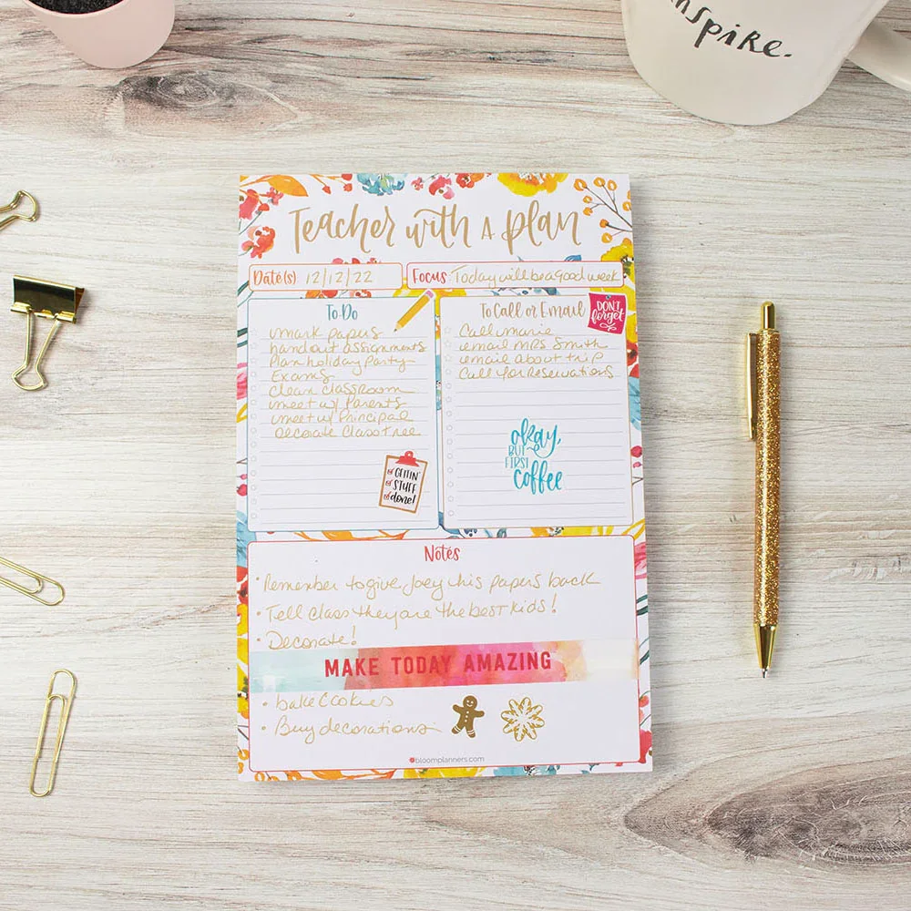 Planning Pad, 6" x 9", Teacher To-Do List, Happy Blooms - Image 9
