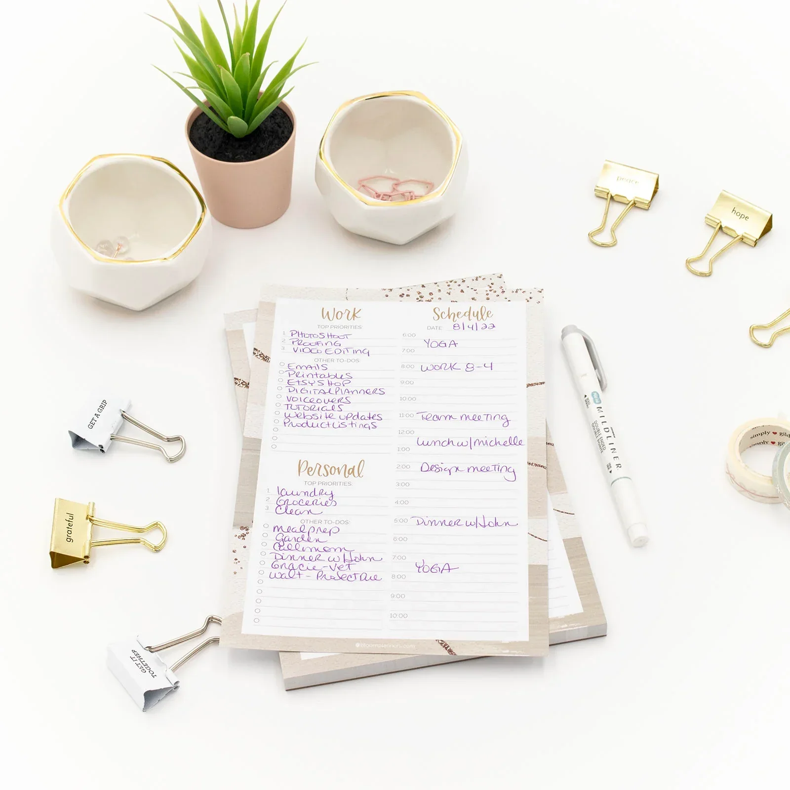Planning Pad, 6" x 9", Timed Work & Personal To-Do List, Brushed Beige - Image 10