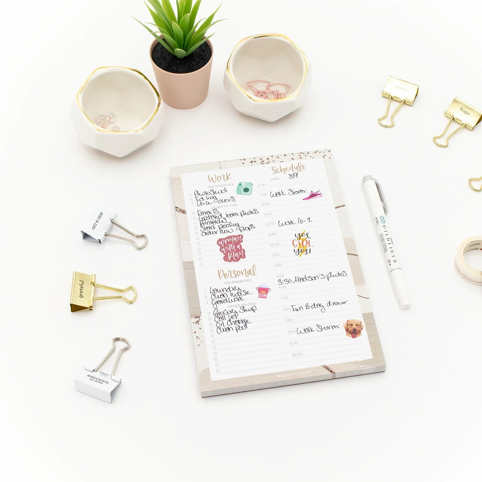 Planning Pad, 6" x 9", Timed Work & Personal To-Do List, Brushed Beige - Image 12