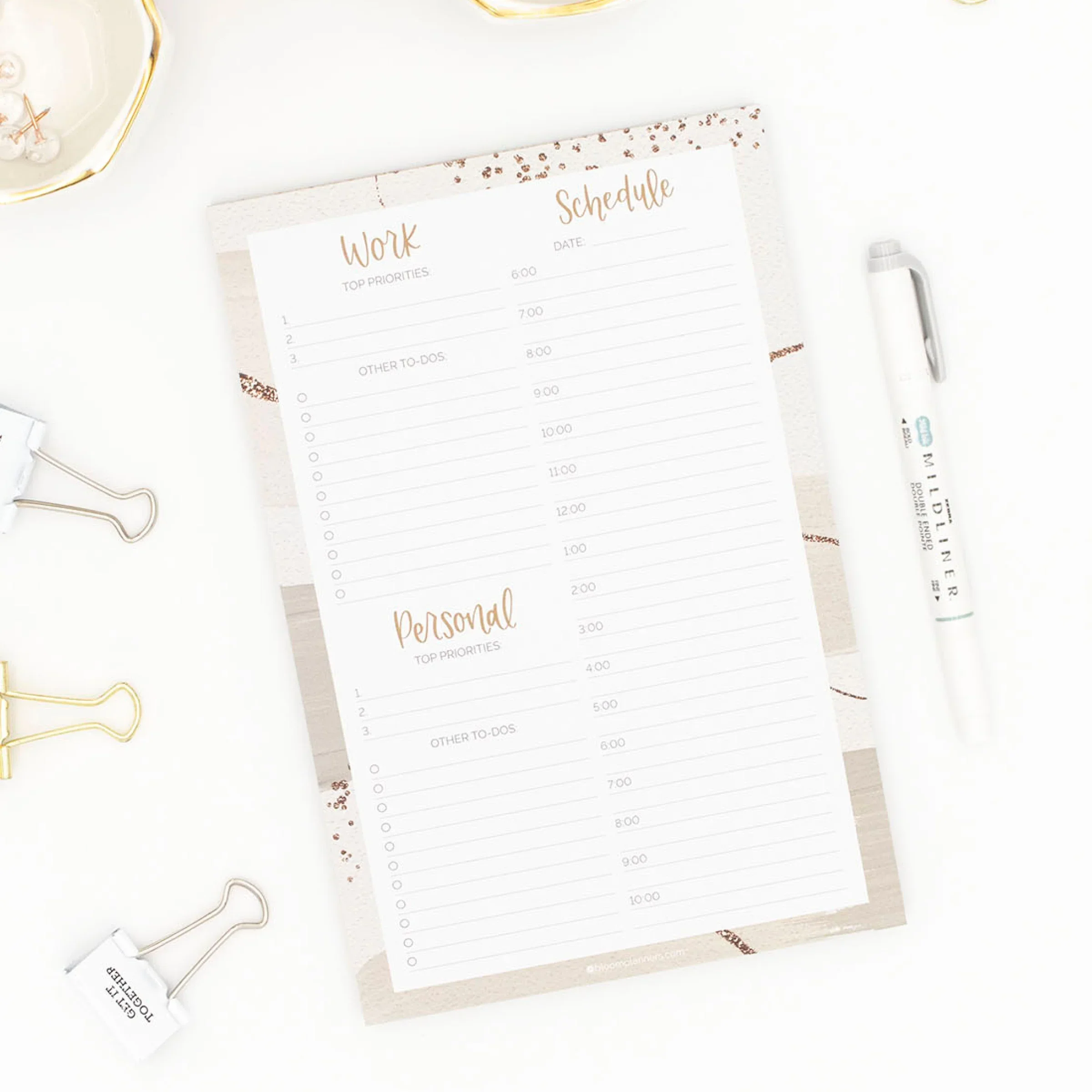 Planning Pad, 6" x 9", Timed Work & Personal To-Do List, Brushed Beige - Image 5