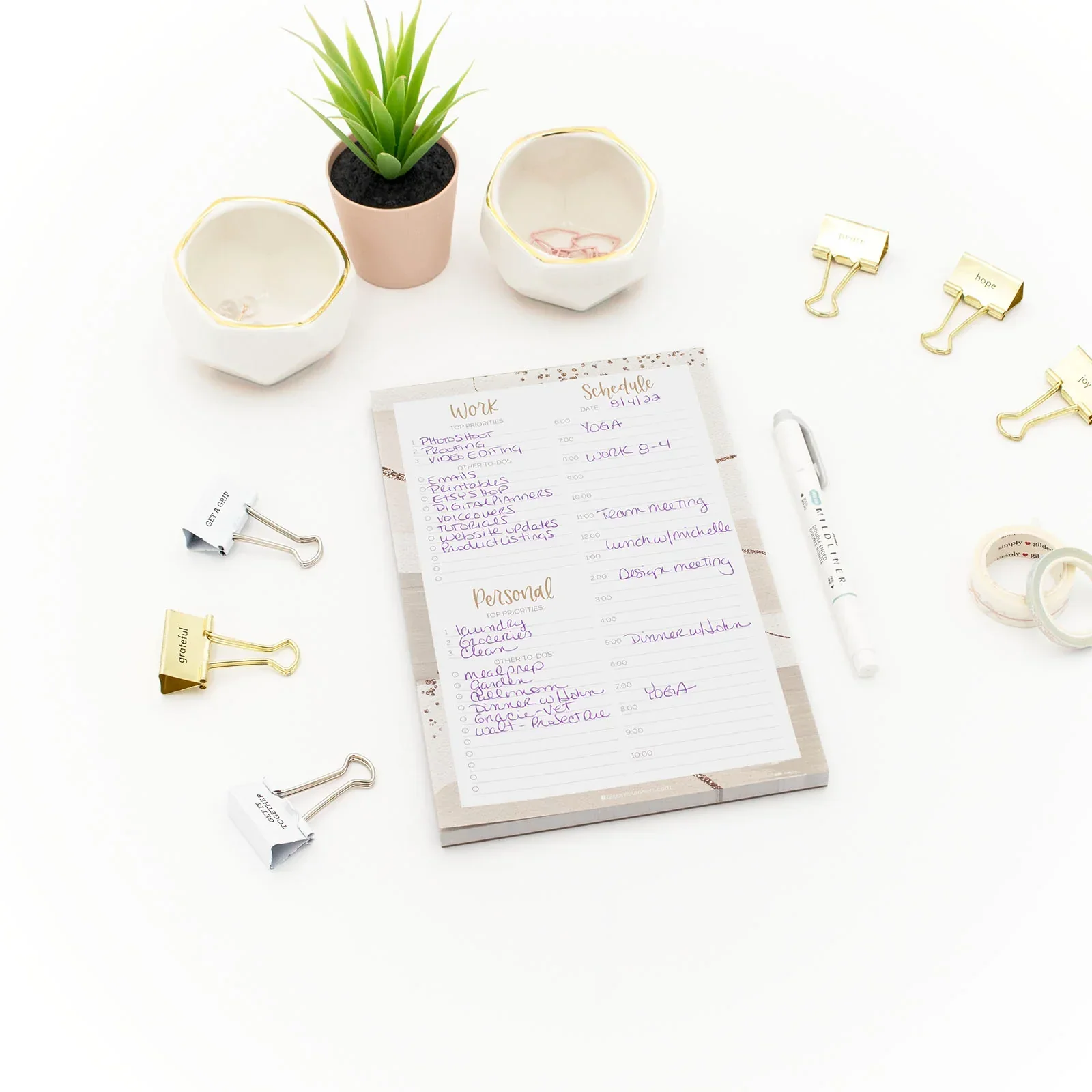 Planning Pad, 6" x 9", Timed Work & Personal To-Do List, Brushed Beige - Image 8