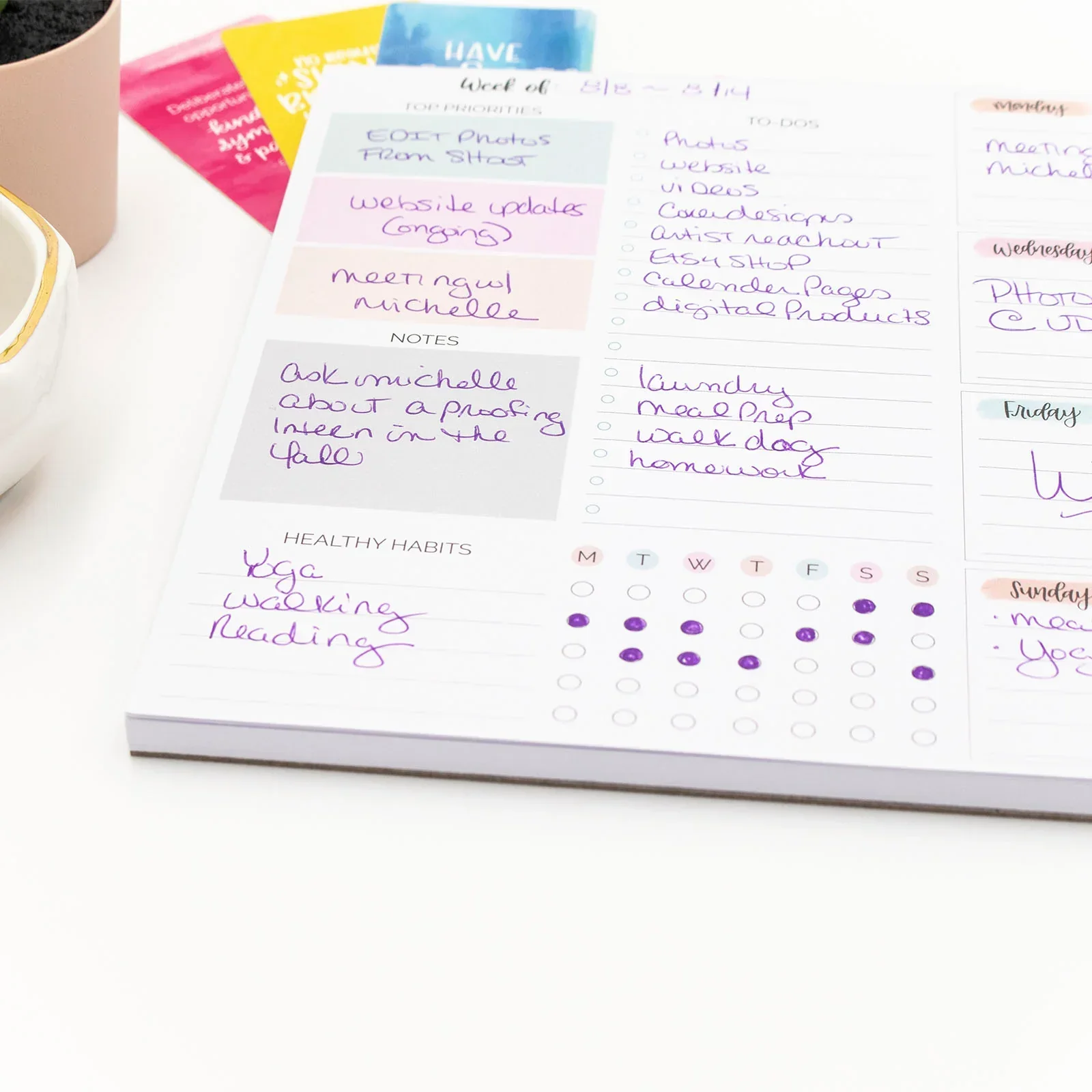 Planning Pad, 8.5" x 11", Weekly To-Do List & Planner, Pastel - Image 11