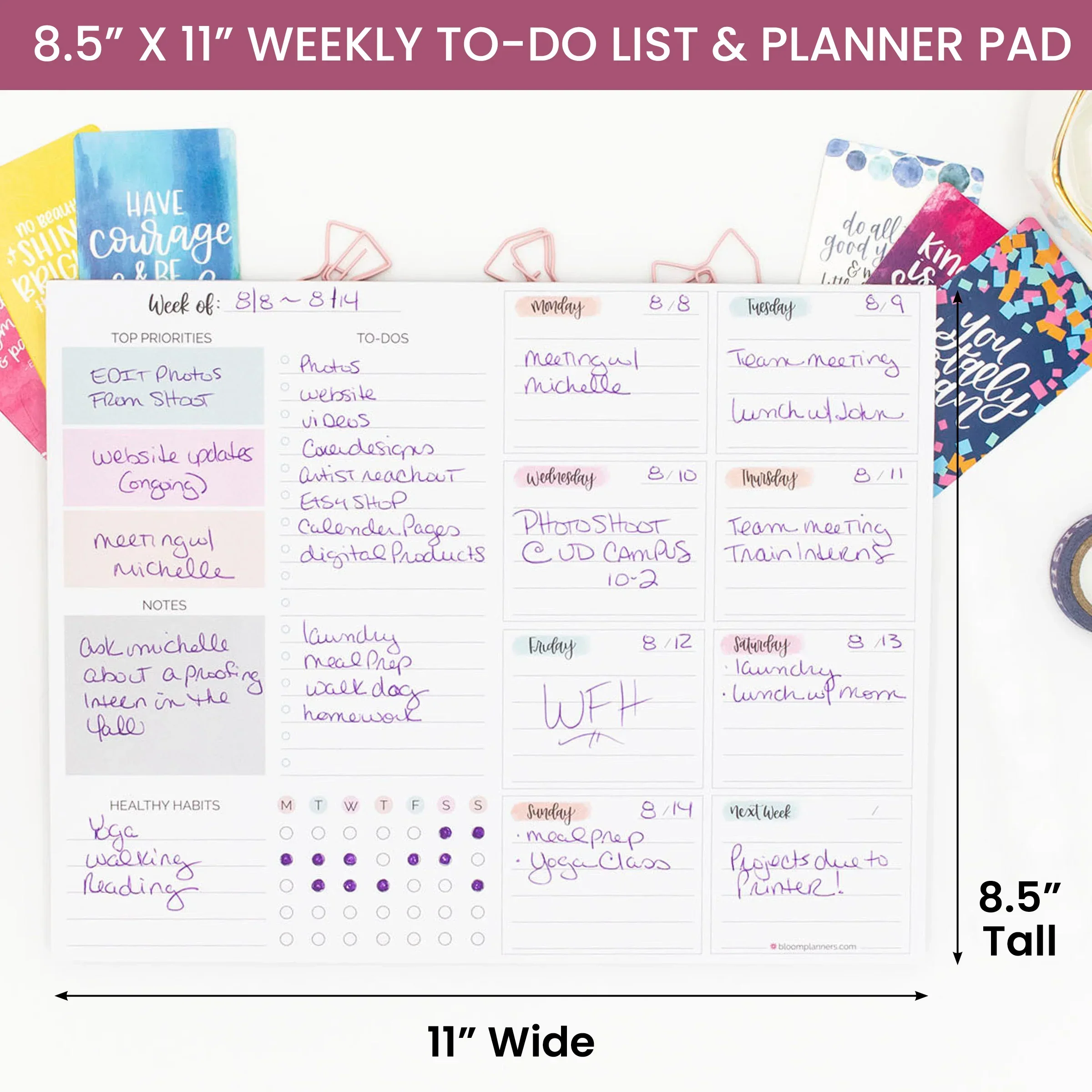 Planning Pad, 8.5" x 11", Weekly To-Do List & Planner, Pastel - Image 3