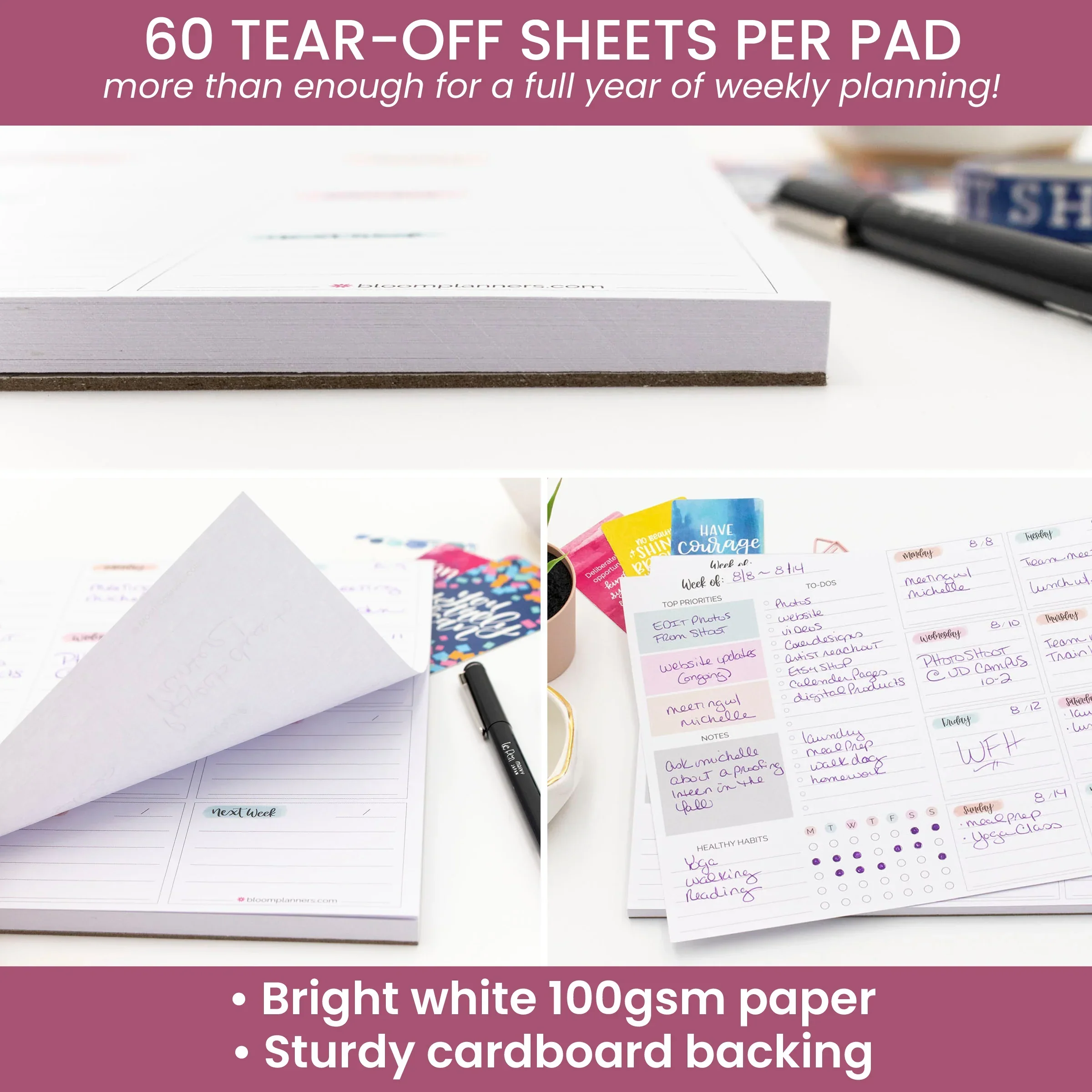 Planning Pad, 8.5" x 11", Weekly To-Do List & Planner, Pastel - Image 4