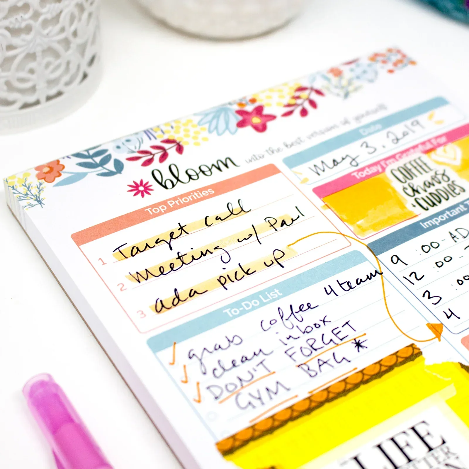 Planning Pad, 6" x 9", Daily Planning System, Floral Dots - Image 6