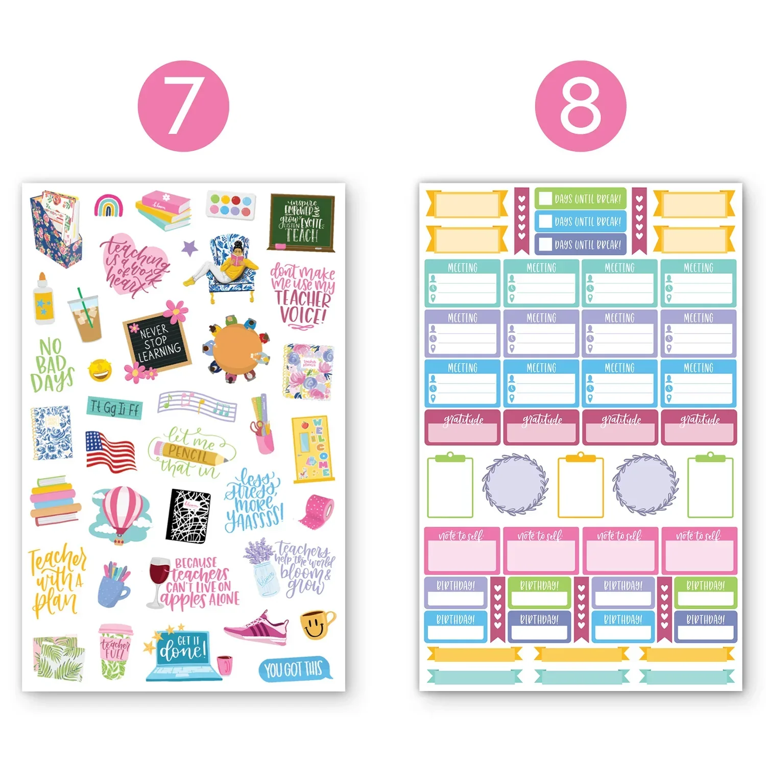 Planner Stickers | Teacher Pack | Bright - Image 8