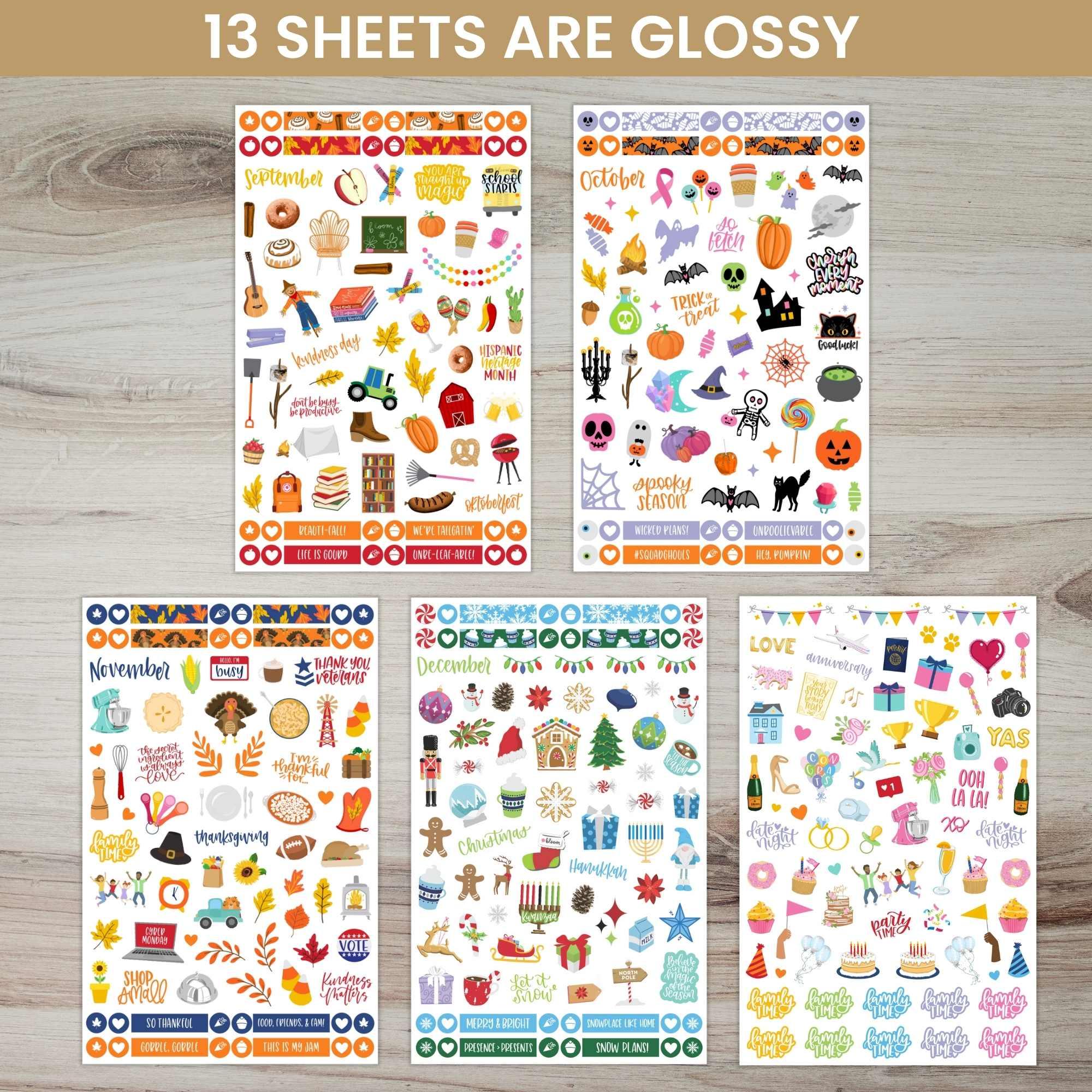 Planner Sticker Value Pack | Monthly Celebrations – Bright - Image 4