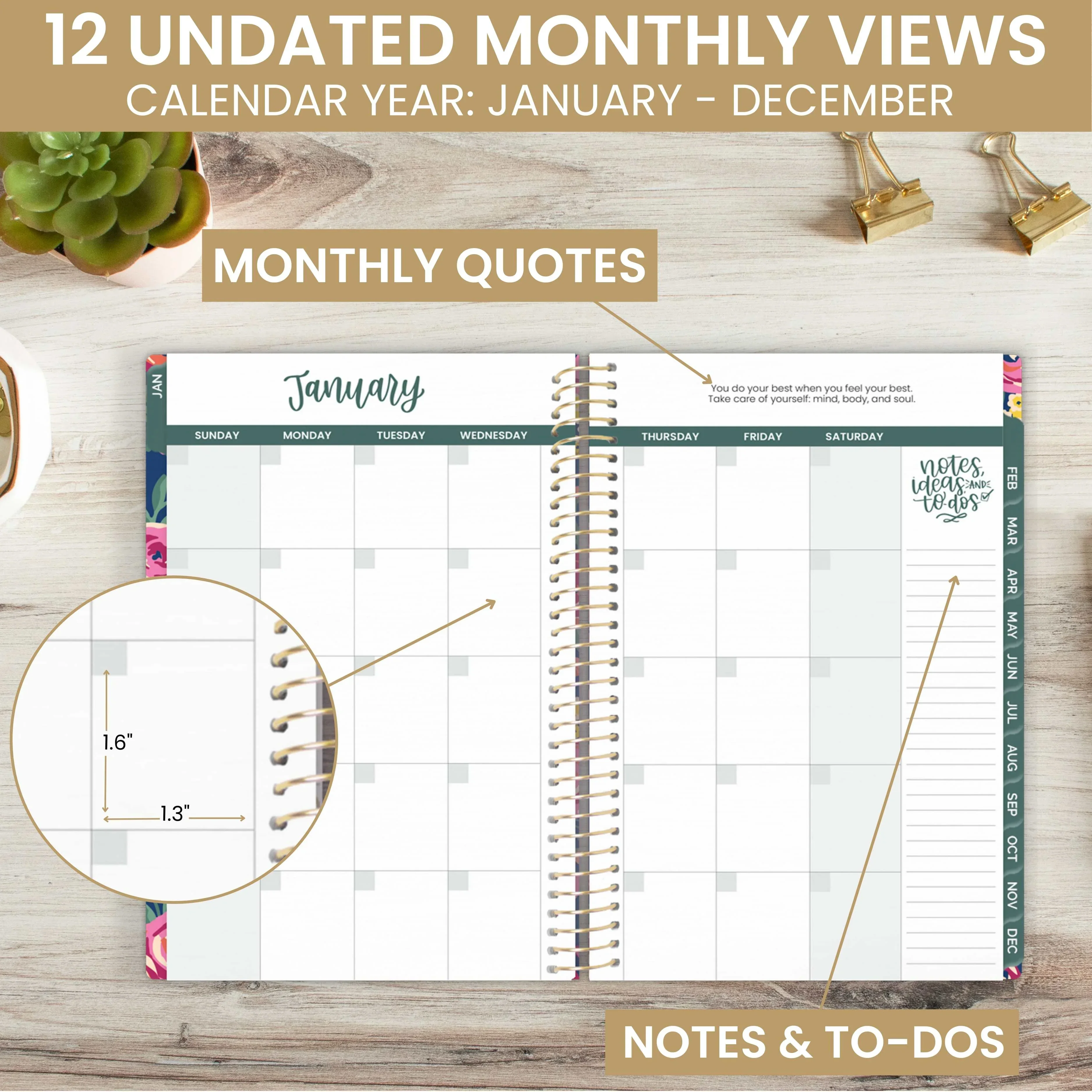 Undated Soft Cover Planner, 5.5" x 8.25", Be Kind - Image 4