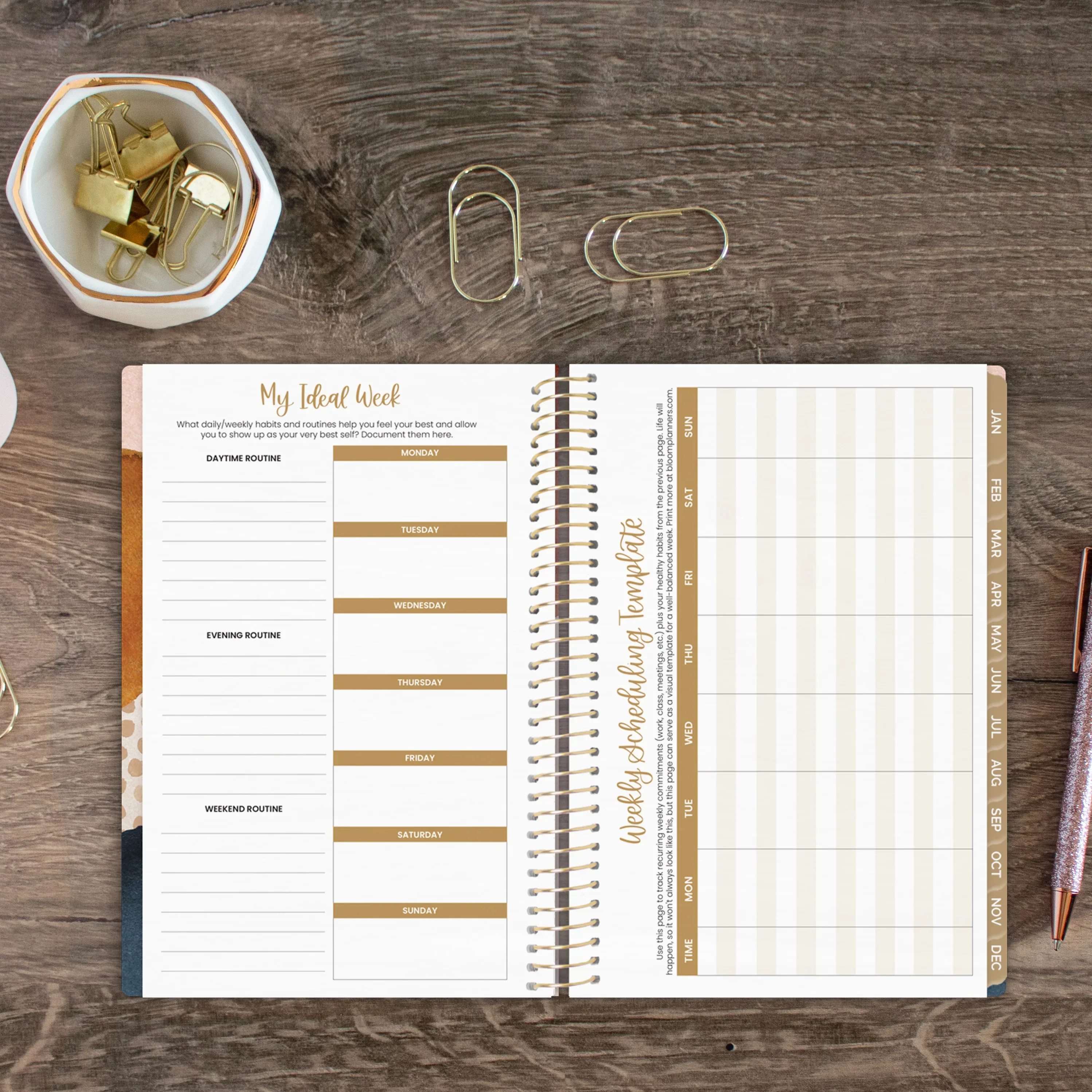 Undated Soft Cover Planner, 5.5" x 8.25", Earthy Abstract, Blue - Image 11