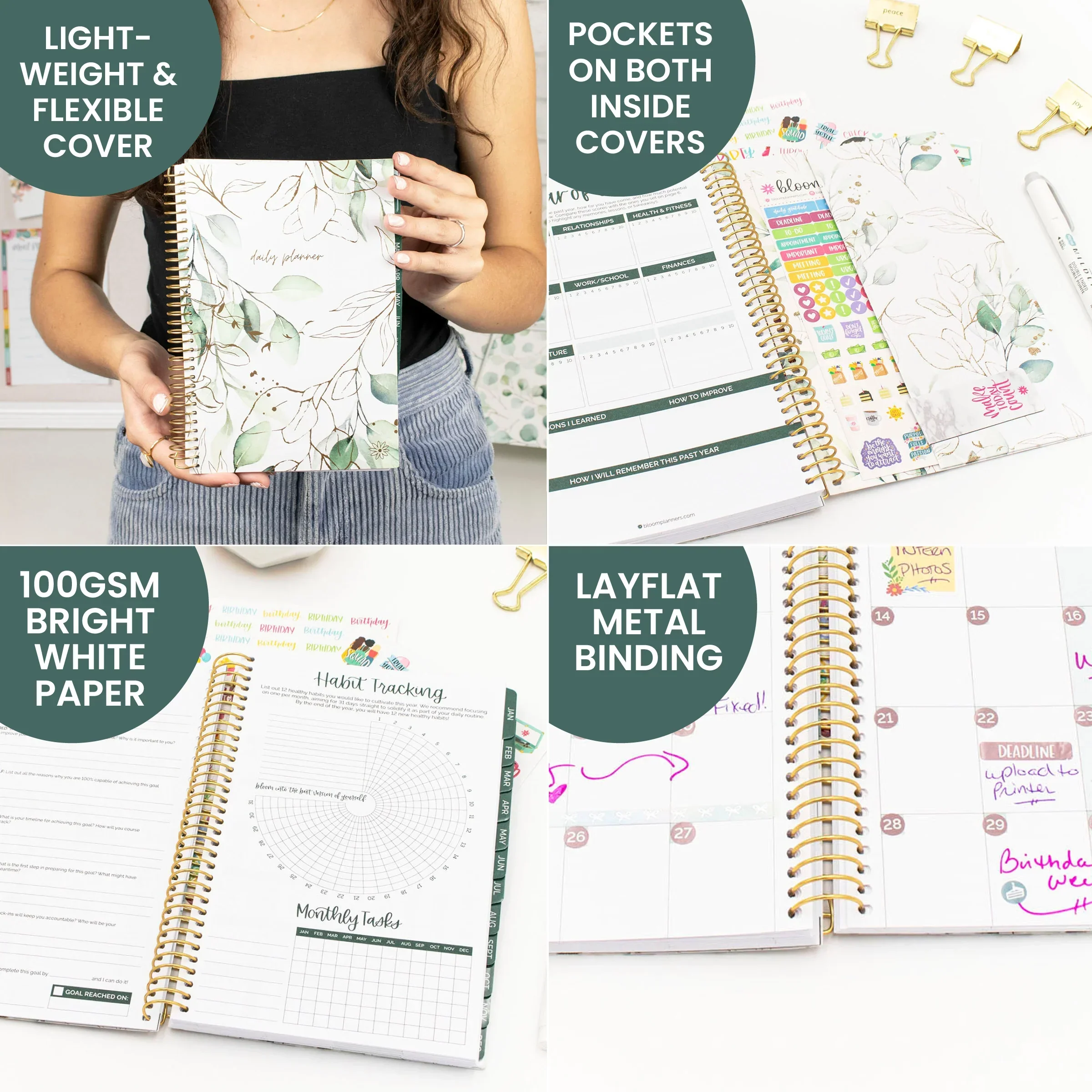 Undated Soft Cover Planner, 5.5" x 8.25", Eucalyptus - Image 3