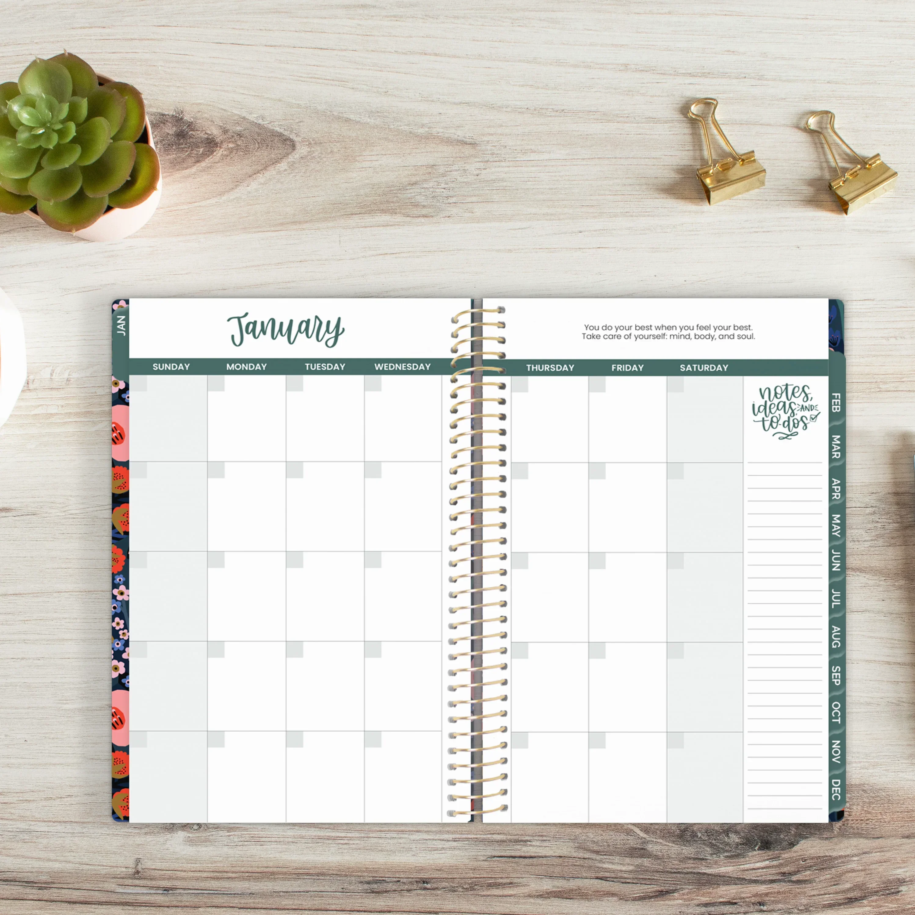 Undated Soft Cover Planner, 5.5" x 8.25", Poppy Meadow, Blue - Image 10