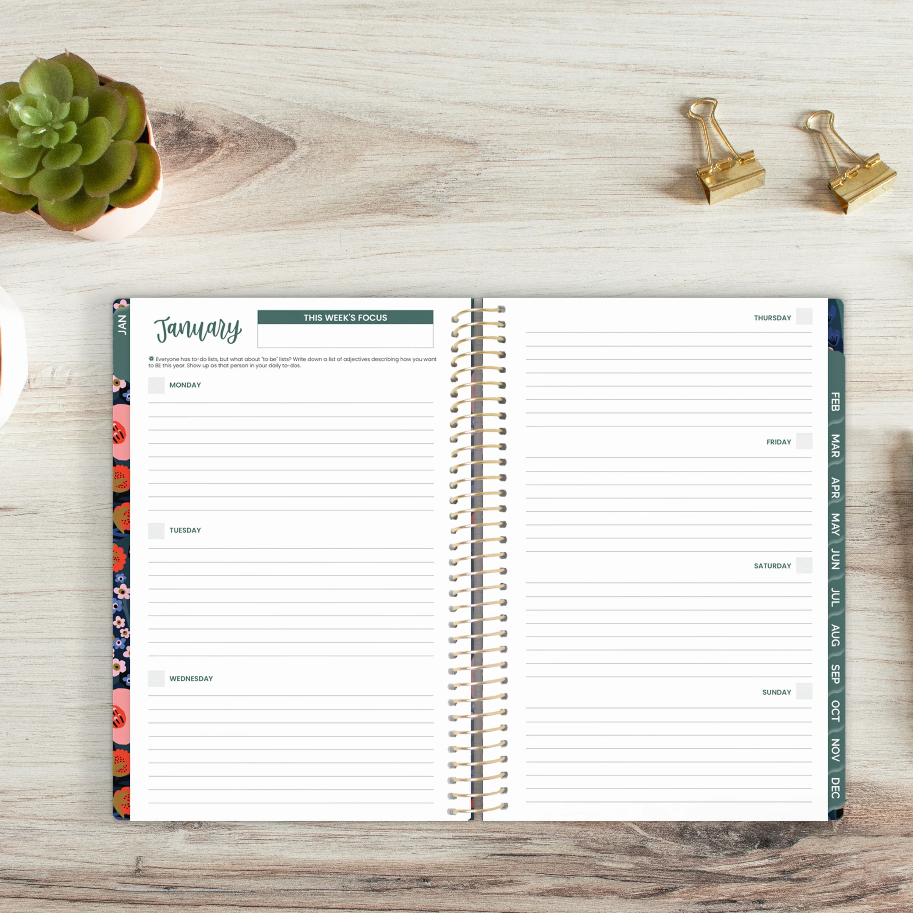 Undated Soft Cover Planner, 5.5" x 8.25", Poppy Meadow, Blue - Image 11