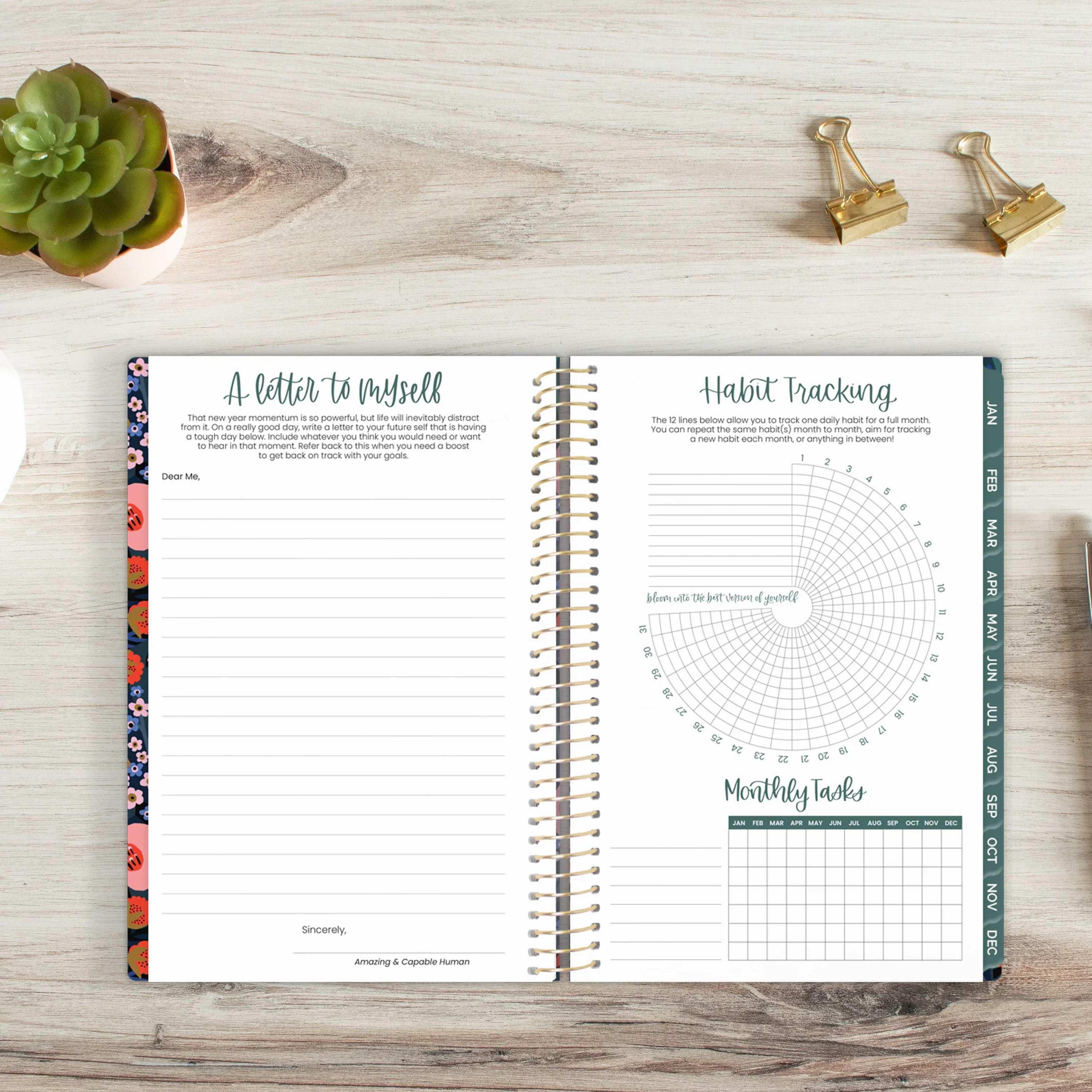 Undated Soft Cover Planner, 5.5" x 8.25", Poppy Meadow, Blue - Image 13