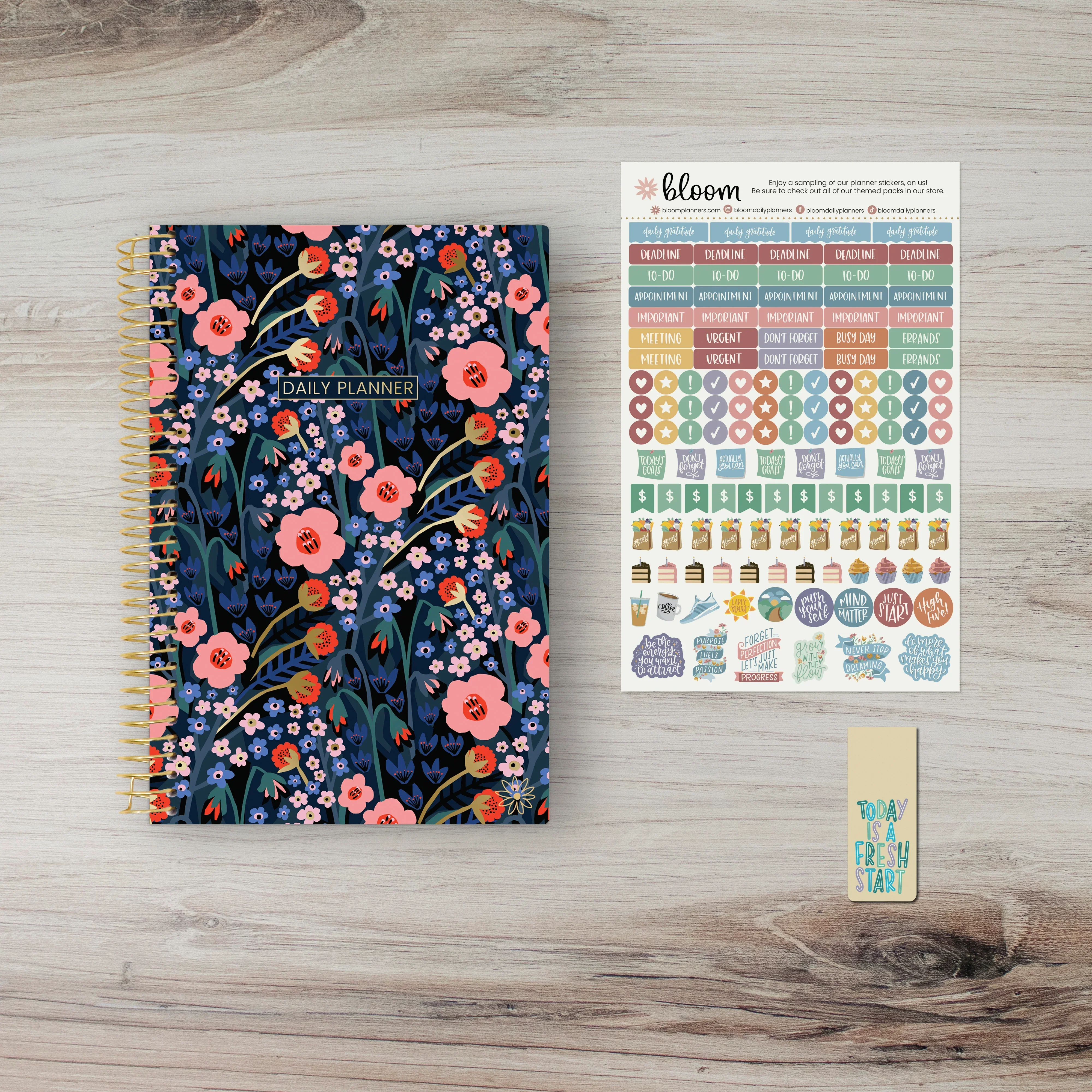 Undated Soft Cover Planner, 5.5" x 8.25", Poppy Meadow, Blue - Image 9