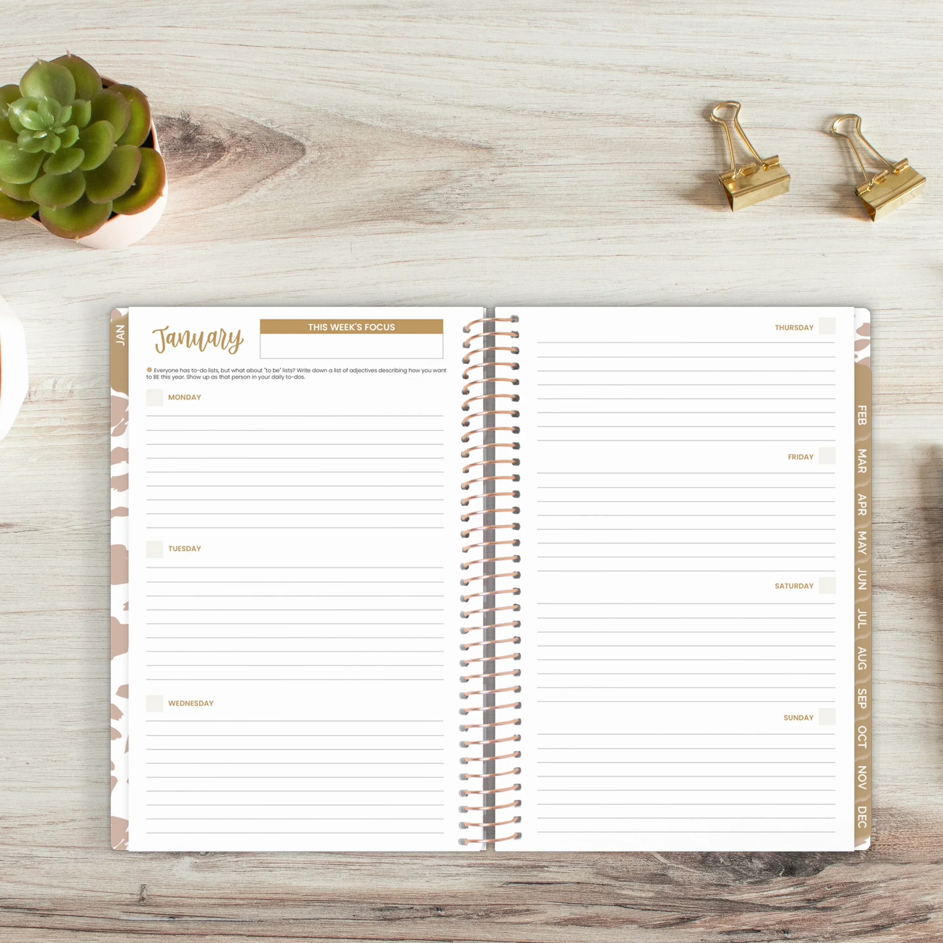 Undated Soft Cover Planner, 5.5" x 8.25", Tan Leopard - Image 10