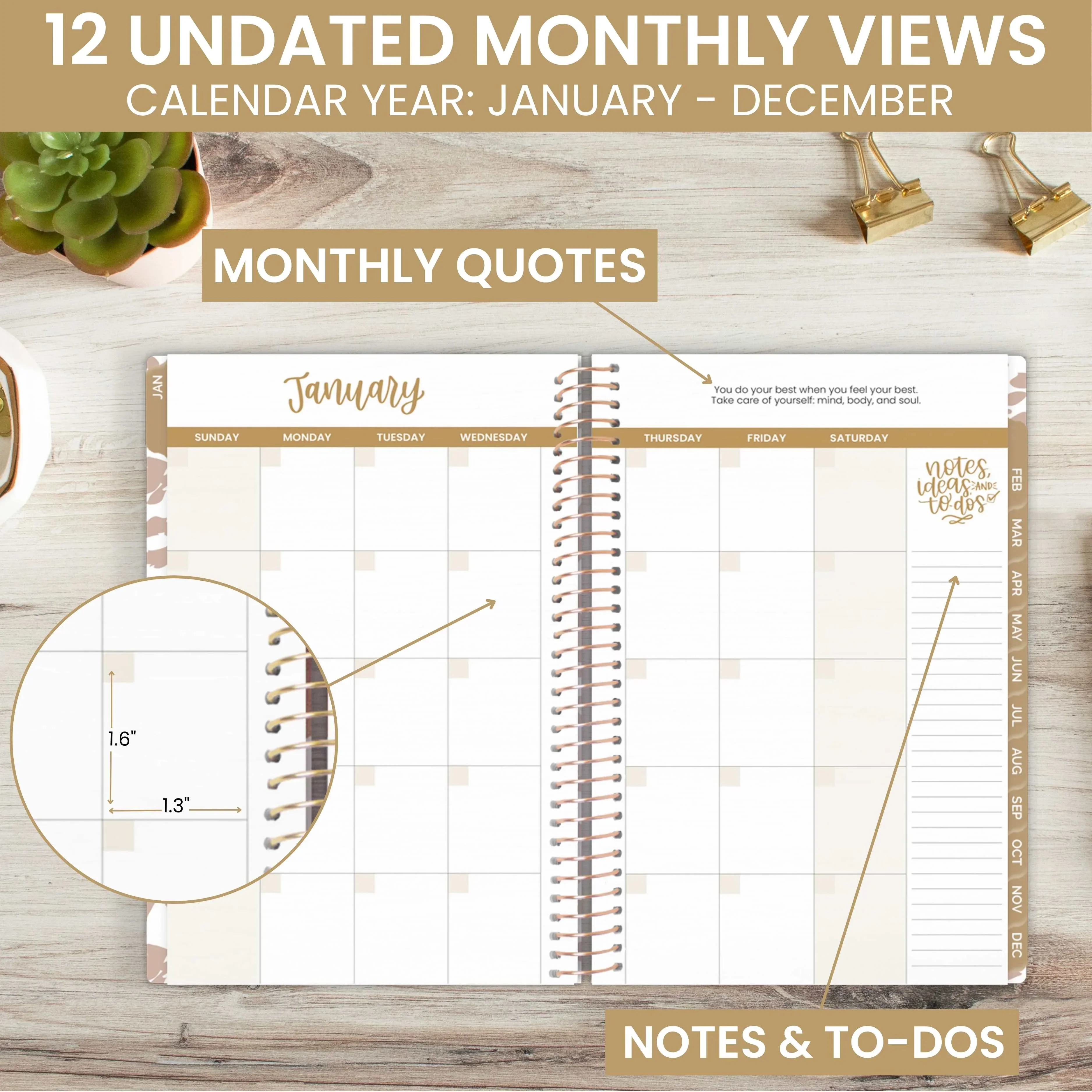 Undated Soft Cover Planner, 5.5" x 8.25", Tan Leopard - Image 4
