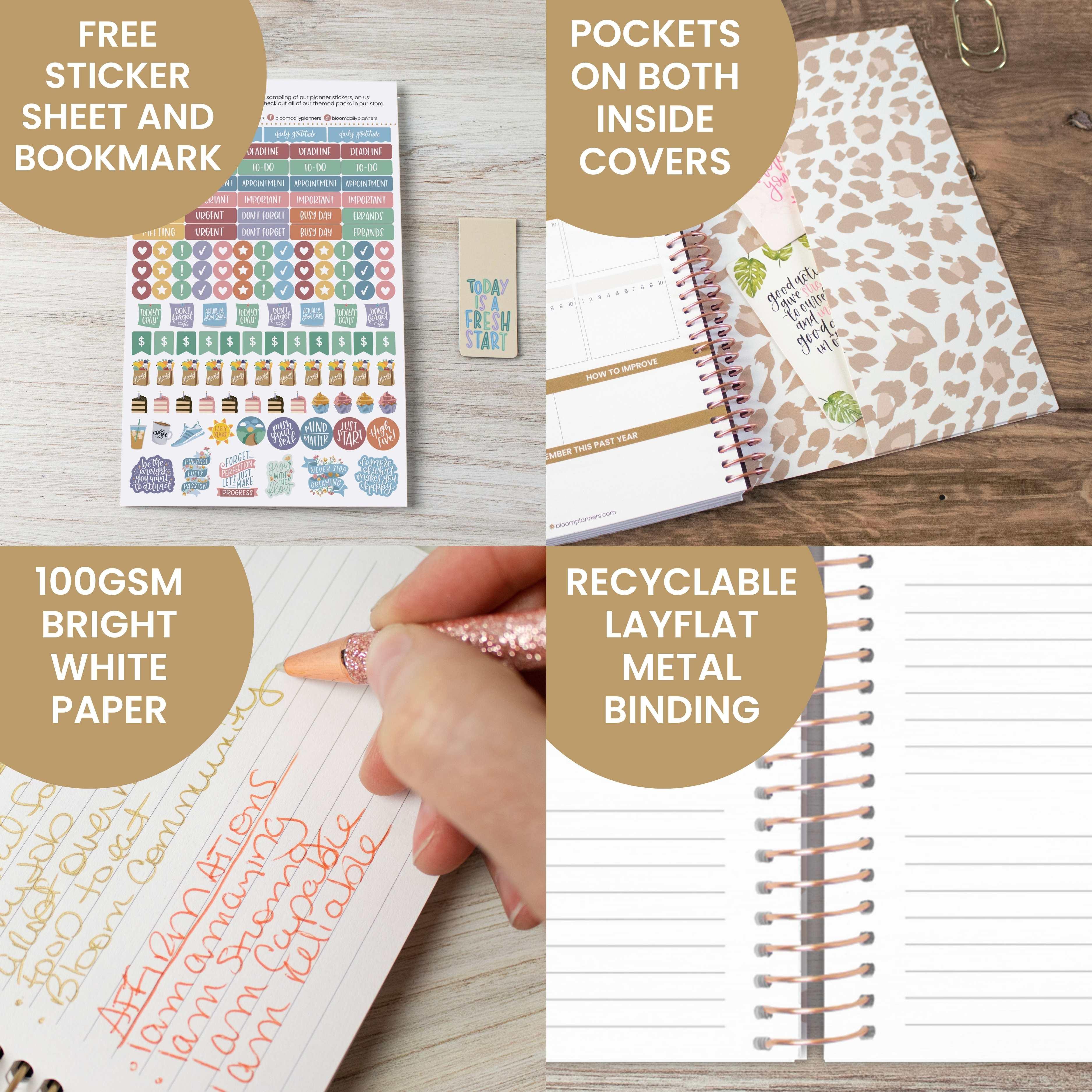 Undated Soft Cover Planner, 5.5" x 8.25", Tan Leopard - Image 6