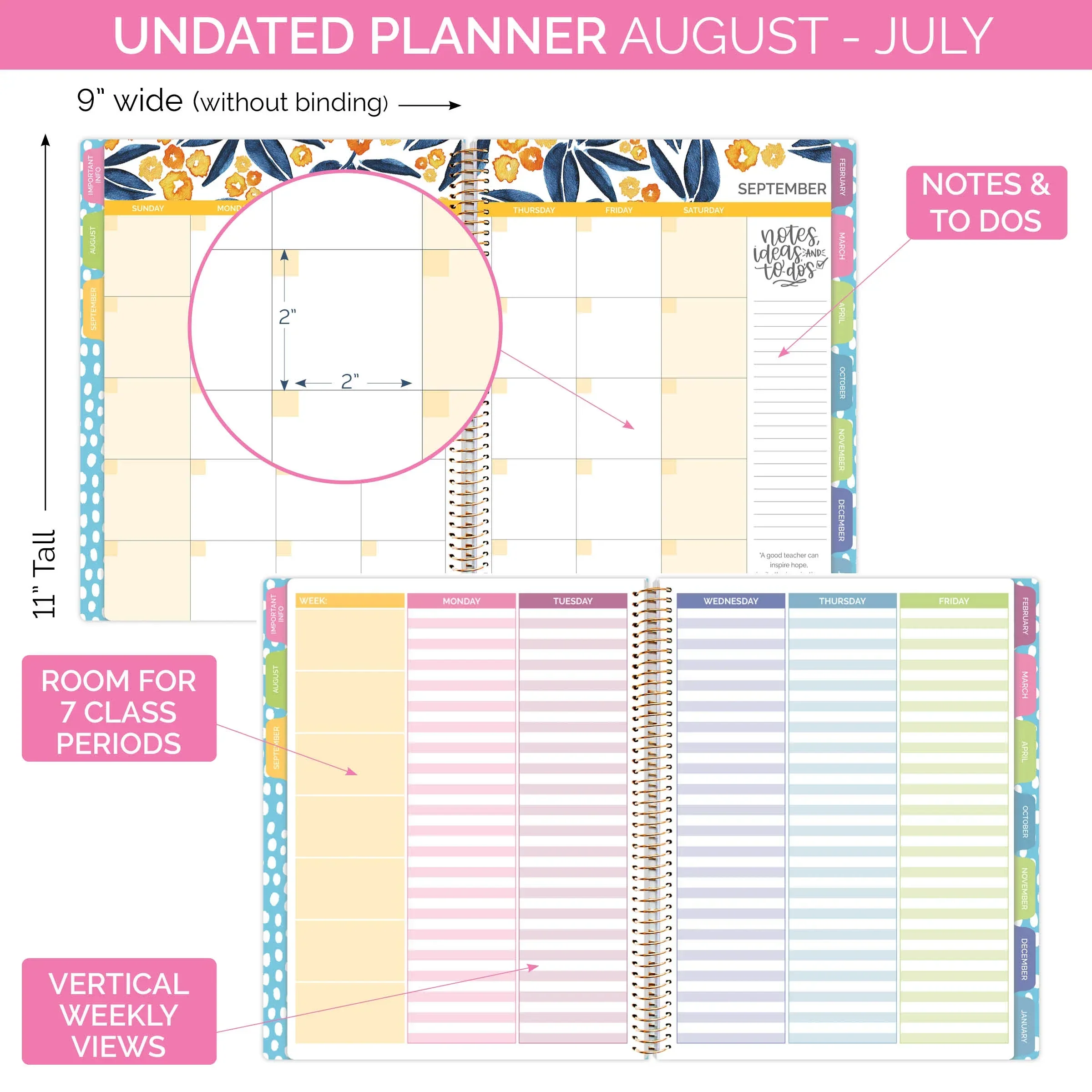 Undated Teacher Planner & Calendar, Learn with Joy - Image 4