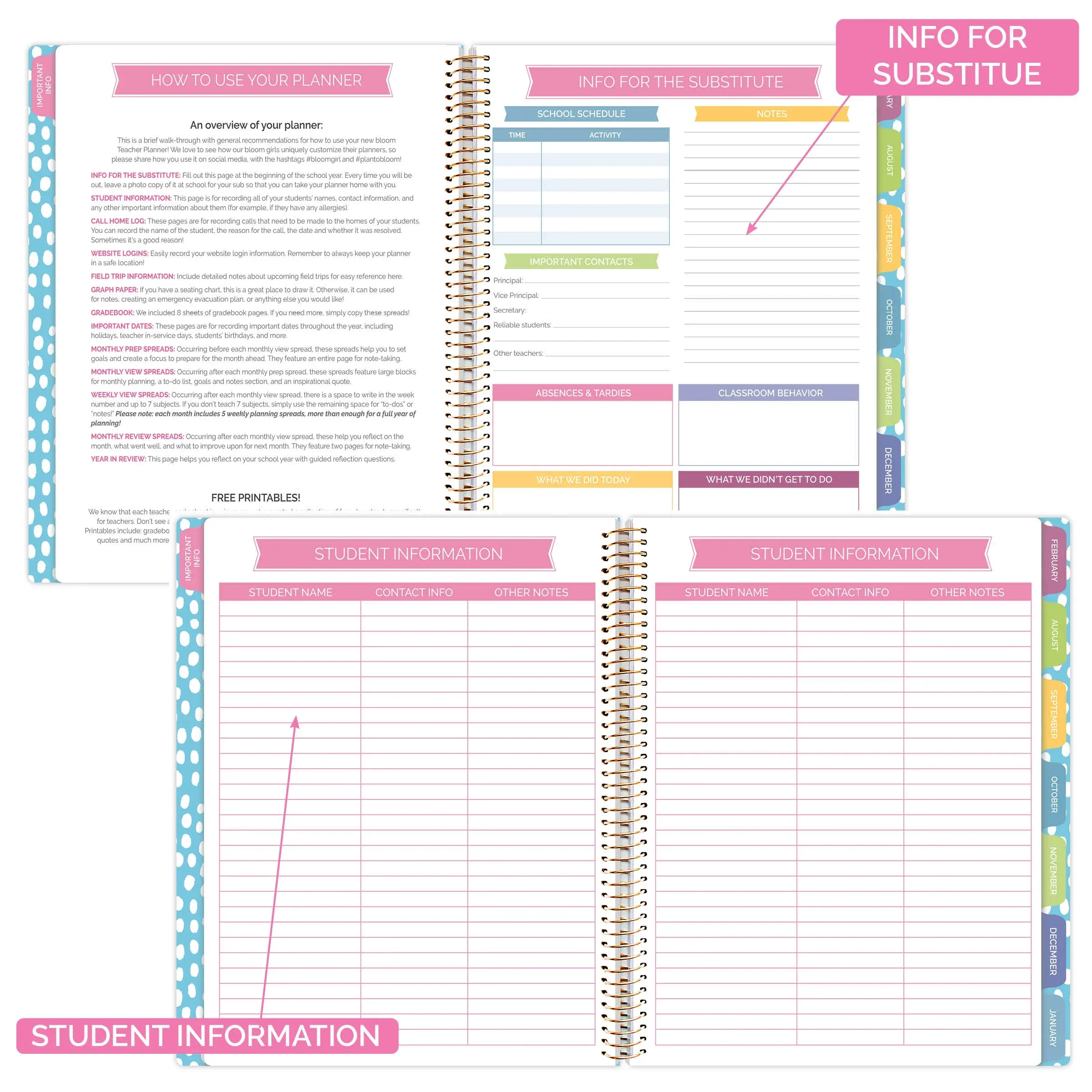 Undated Teacher Planner & Calendar, Learn with Joy - Image 7