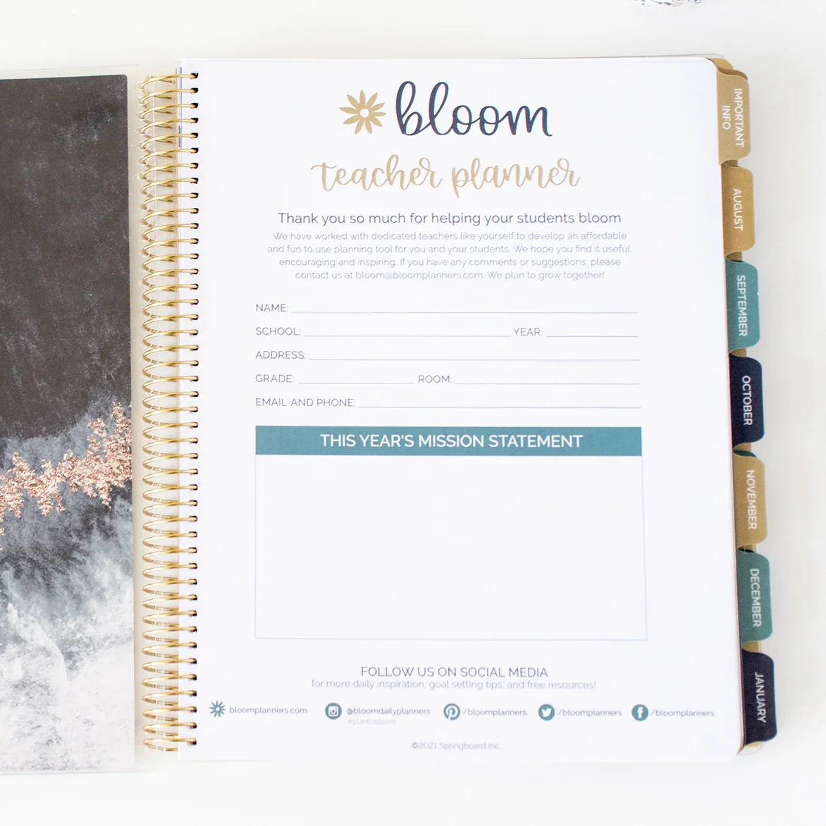 Undated Teacher Planner & Calendar, Interchangeable Cover, Neutral - Image 13