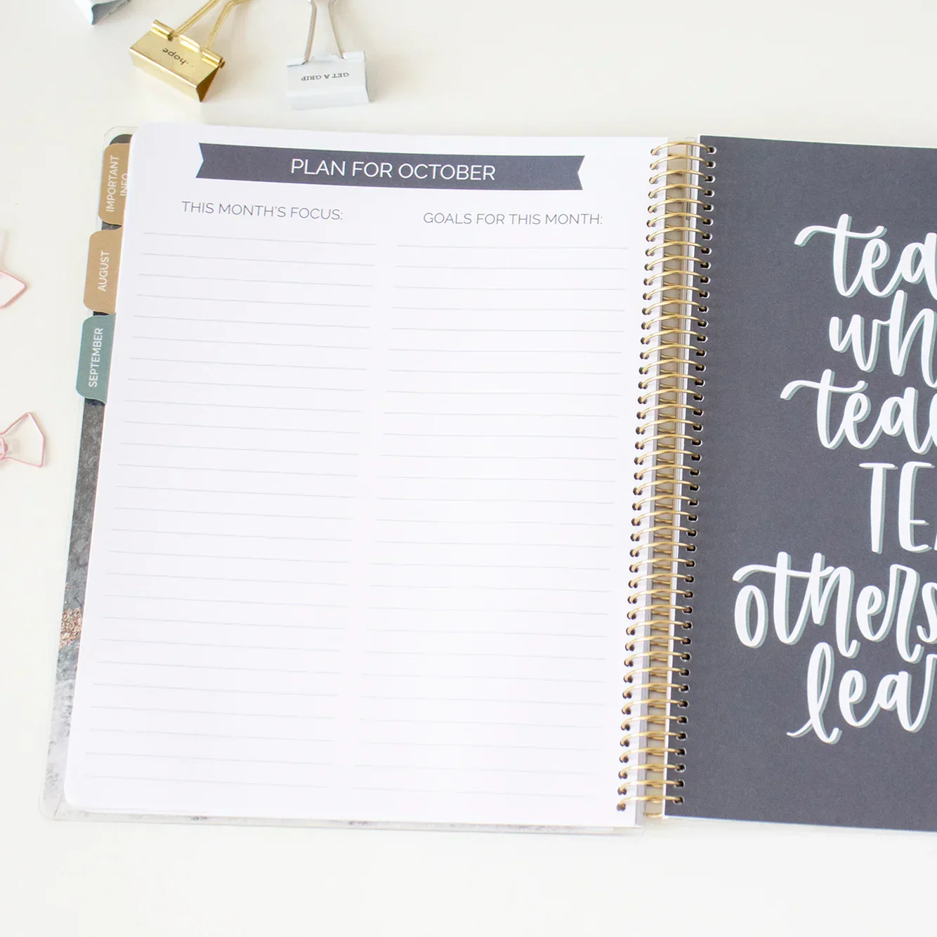 Undated Teacher Planner & Calendar, Interchangeable Cover, Neutral - Image 19