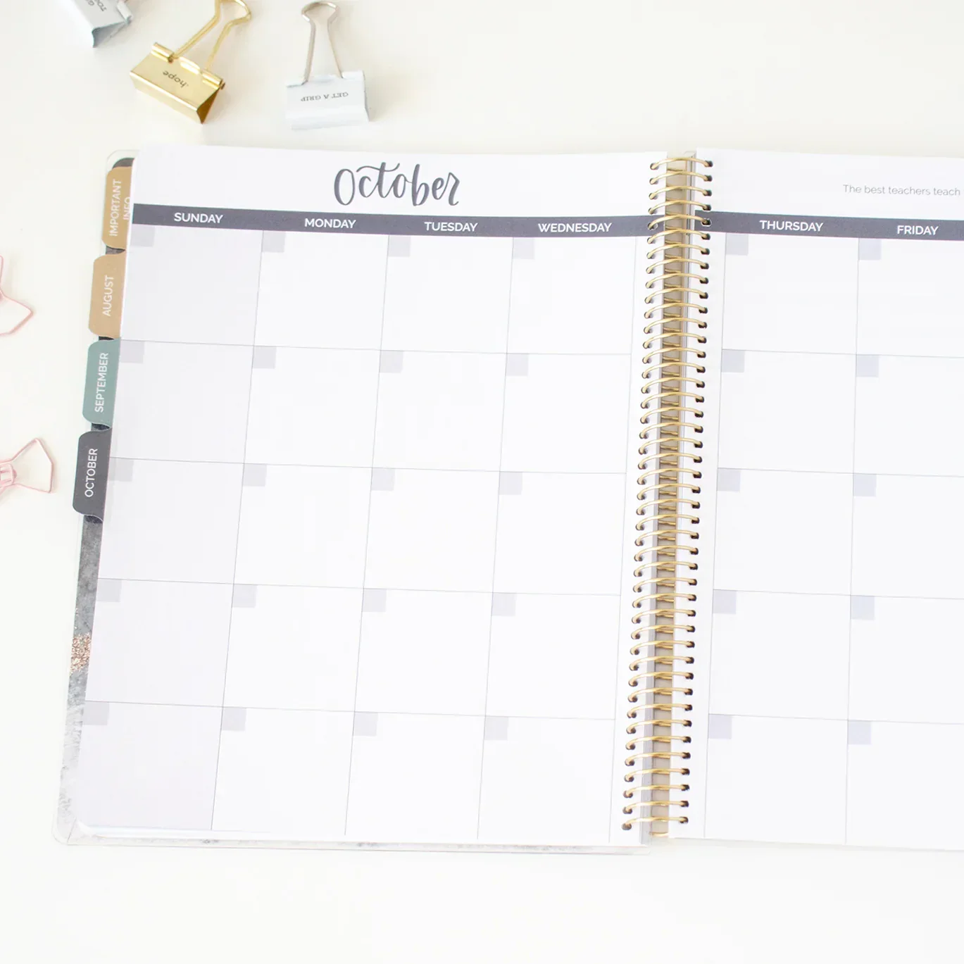 Undated Teacher Planner & Calendar, Interchangeable Cover, Neutral - Image 20