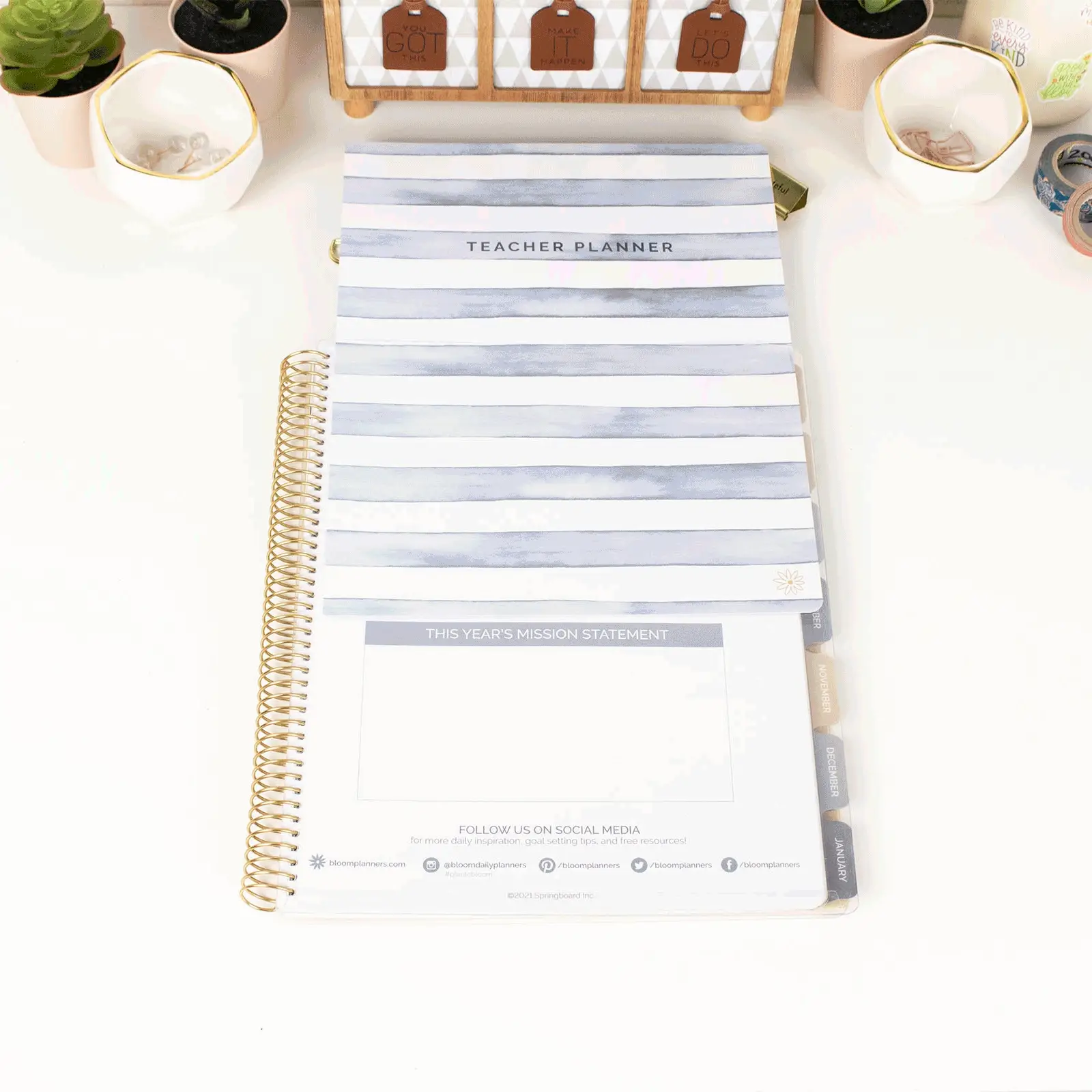 Undated Teacher Planner & Calendar, Interchangeable Cover, Neutral - Image 3