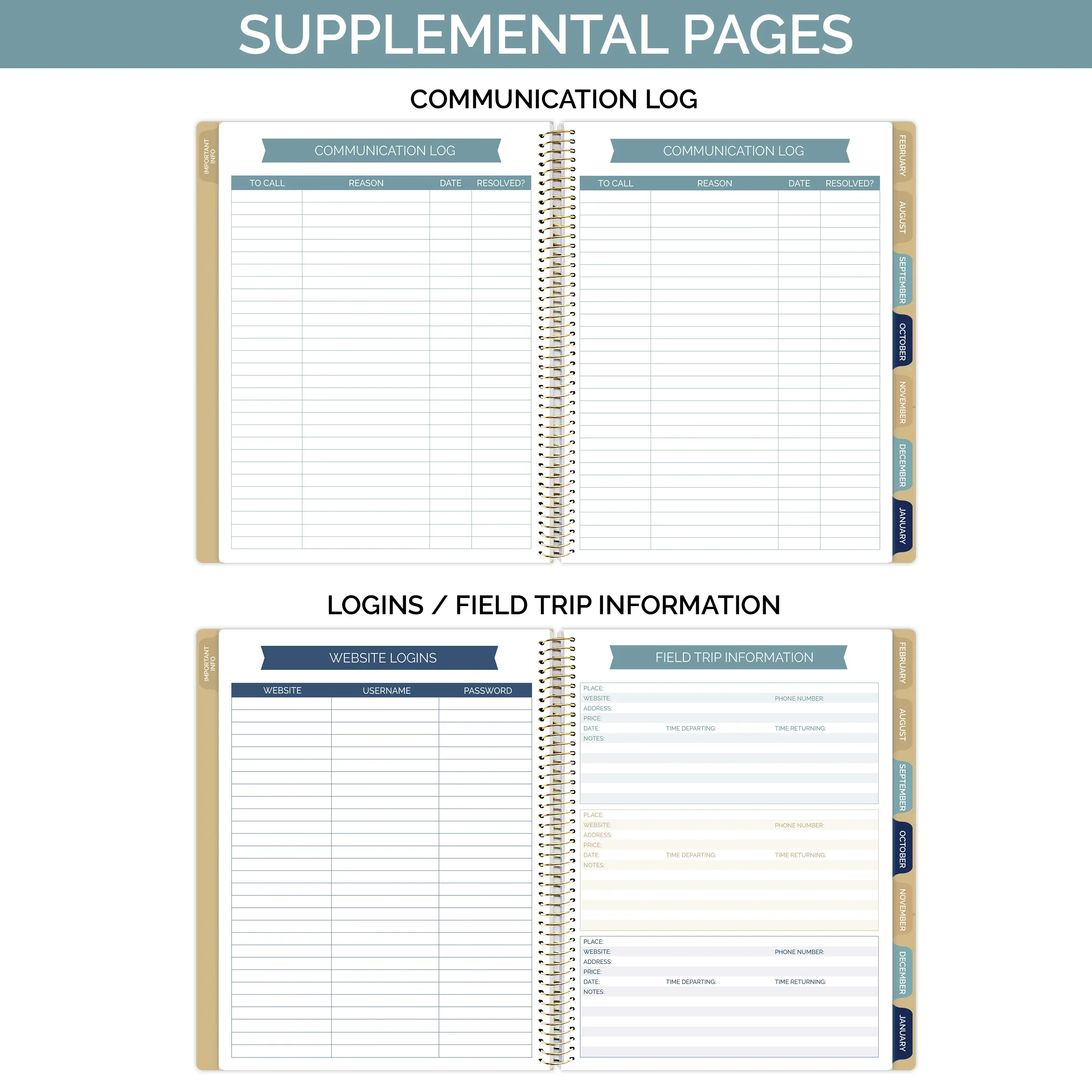 Undated Teacher Planner & Calendar, Interchangeable Cover, Neutral - Image 8