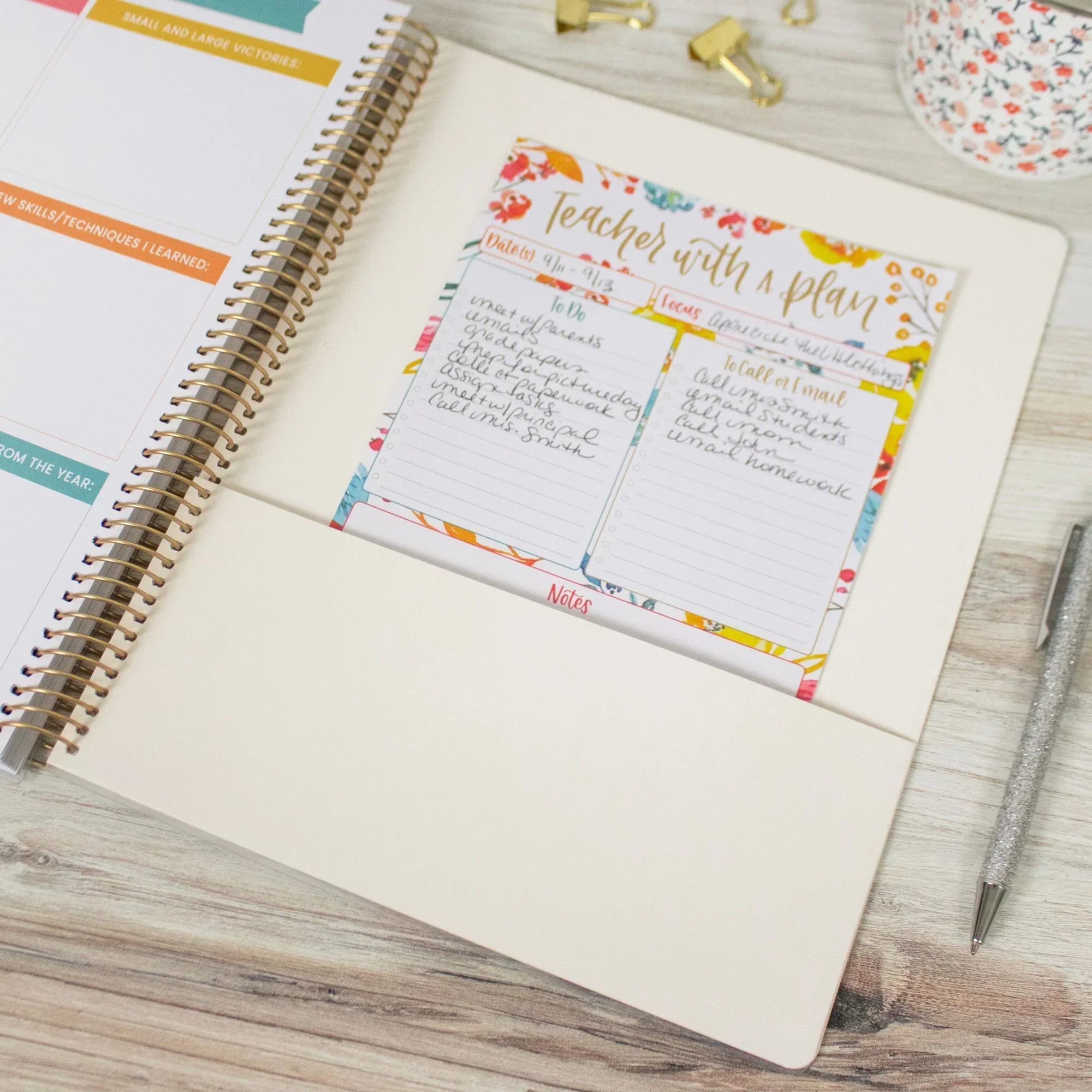 Undated Teacher Planner & Calendar, Interchangeable Cover, Bold & Bright - Image 10