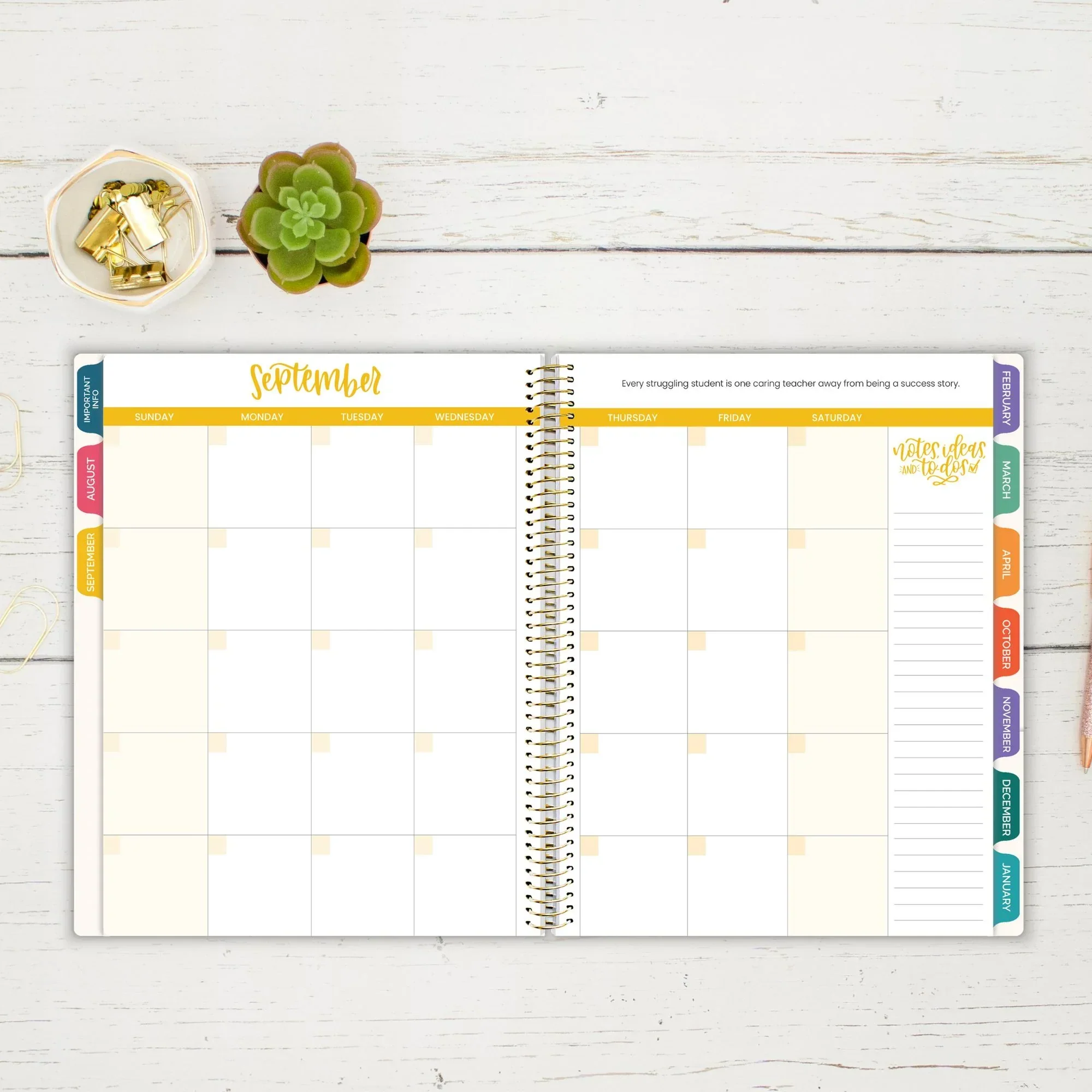 Undated Teacher Planner & Calendar, Interchangeable Cover, Bold & Bright - Image 11