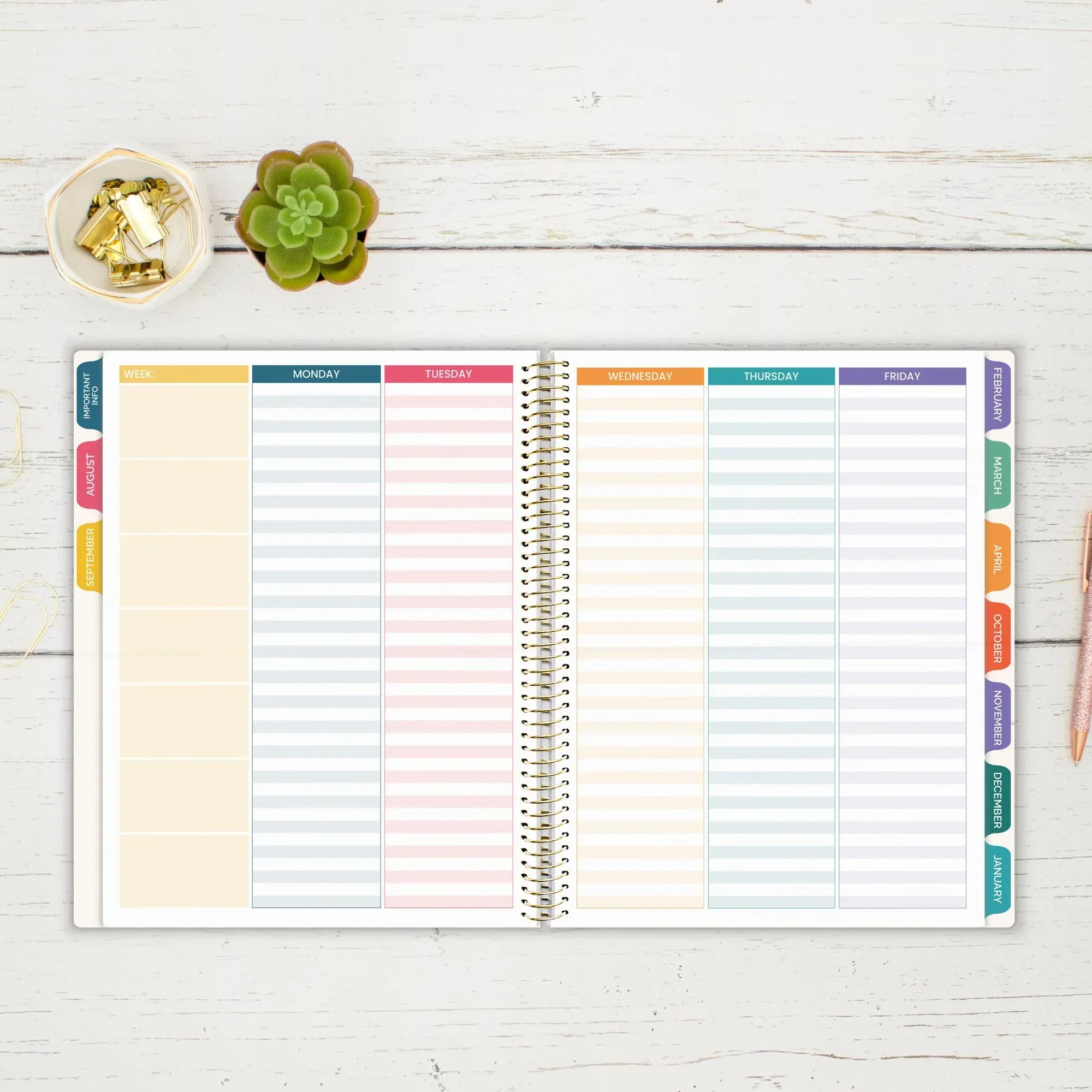 Undated Teacher Planner & Calendar, Interchangeable Cover, Bold & Bright - Image 12
