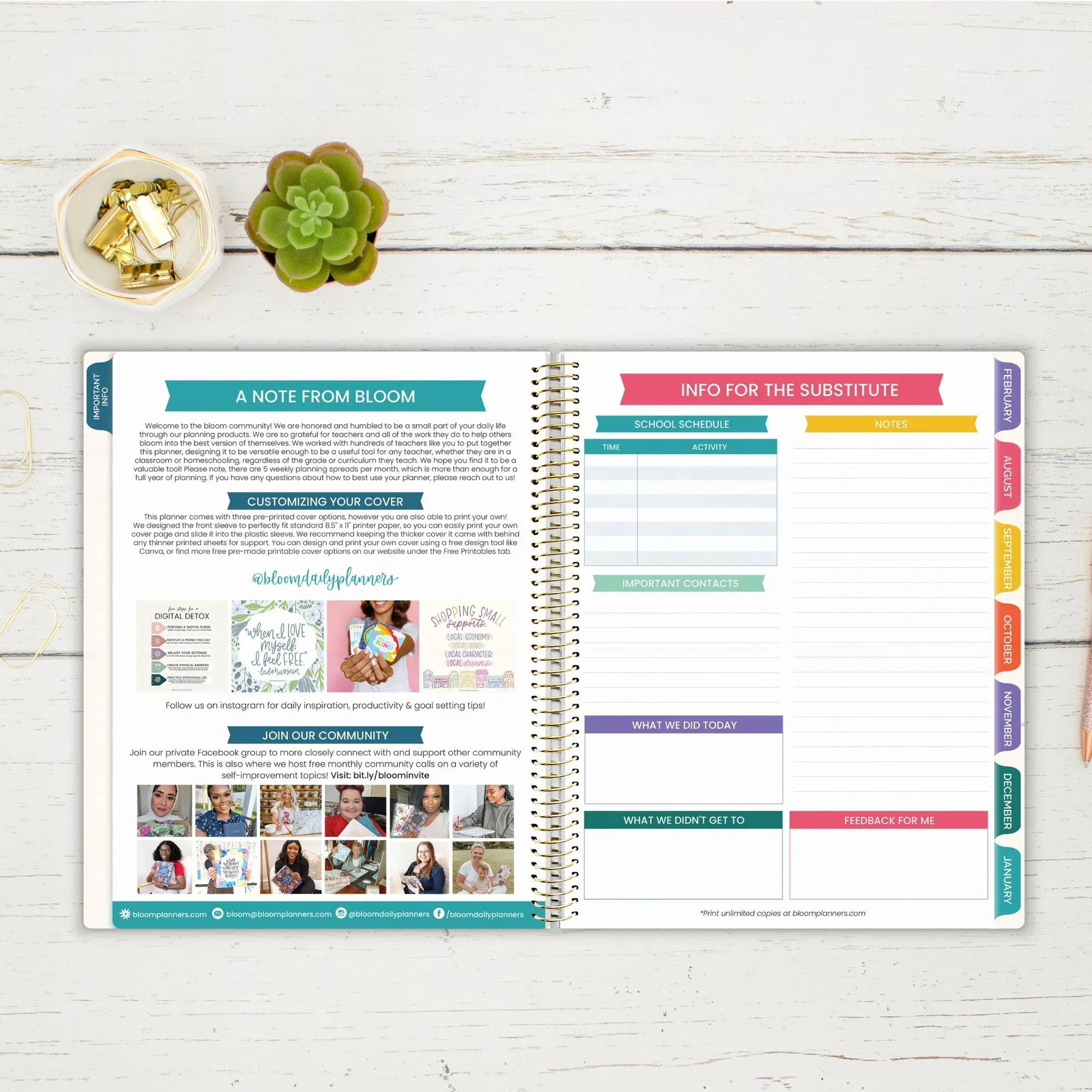 Undated Teacher Planner & Calendar, Interchangeable Cover, Bold & Bright - Image 16