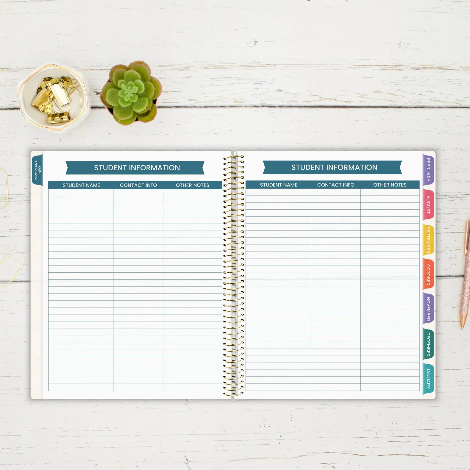 Undated Teacher Planner & Calendar, Interchangeable Cover, Bold & Bright - Image 17