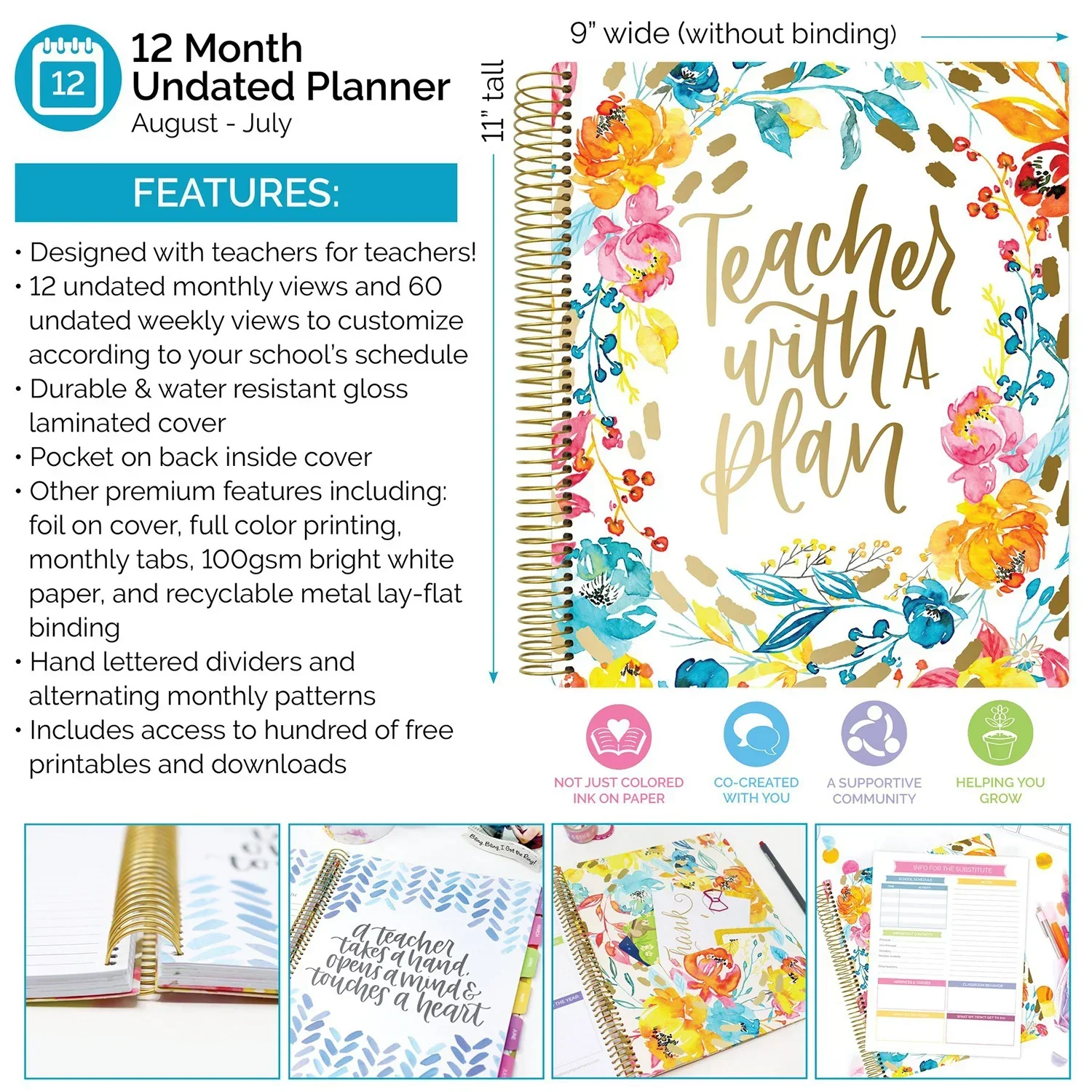 Undated Teacher Planner & Calendar, Teacher With a Plan - Image 4