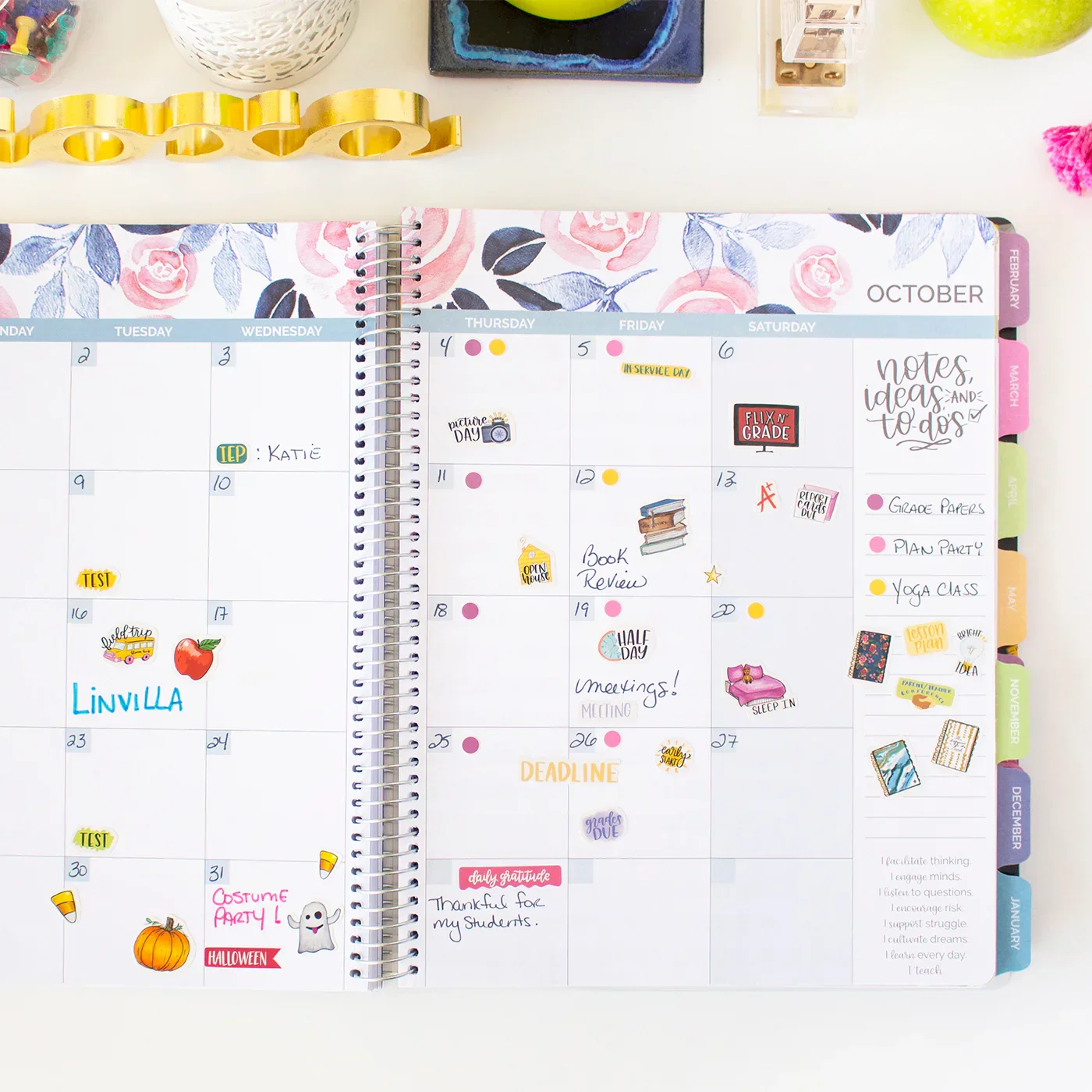 Undated Teacher Planner & Calendar, Chalkboard - Image 10