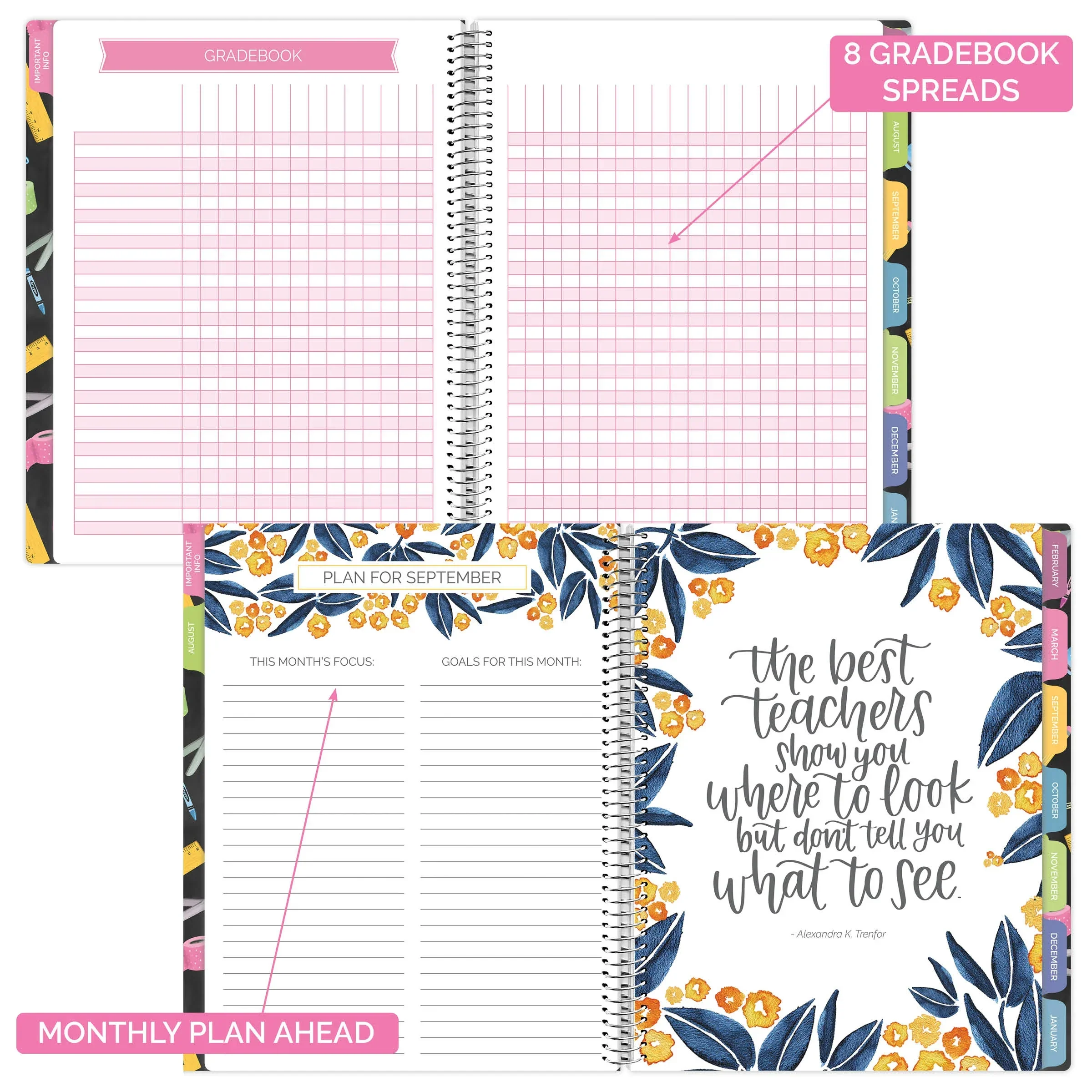 Undated Teacher Planner & Calendar, Chalkboard - Image 5
