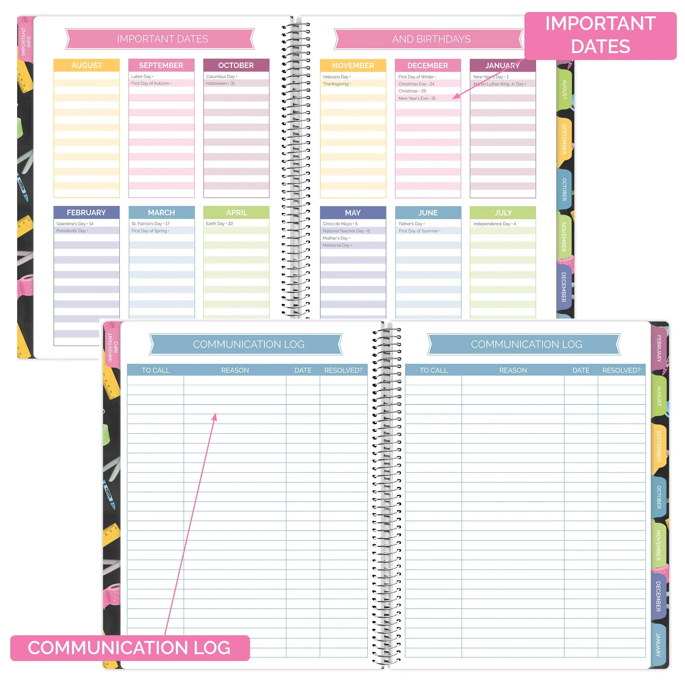 Undated Teacher Planner & Calendar, Chalkboard - Image 7